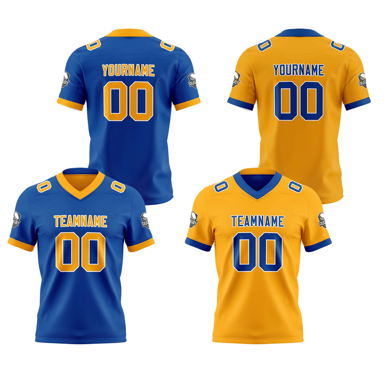 Custom Royal Orange Reversible Football Jersey Personalized Gradient Football Shirts for Men Printed Team Name Number Logo
