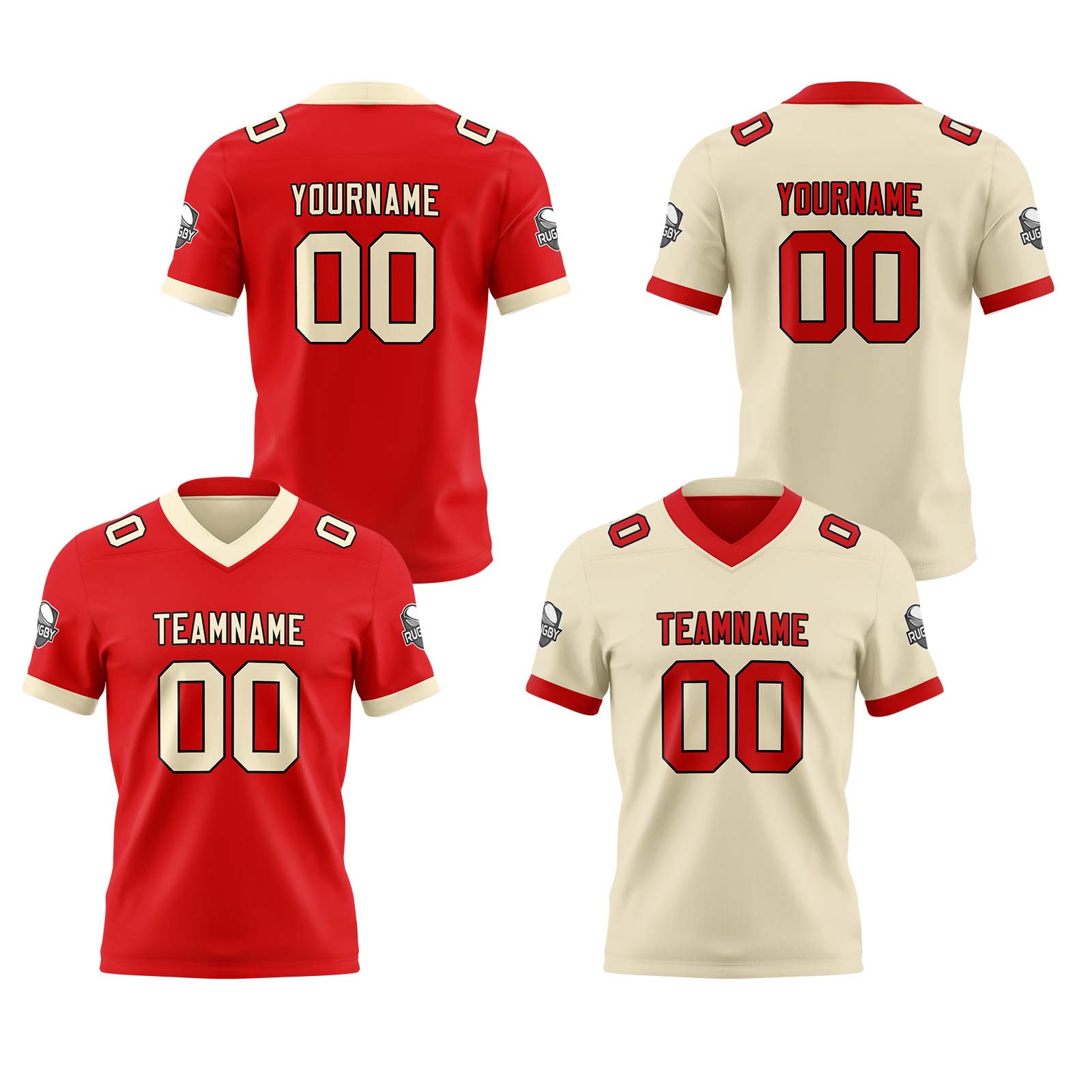 Custom Red Cream Reversible Football Jersey Personalized Gradient Football Shirts for Men Printed Team Name Number Logo