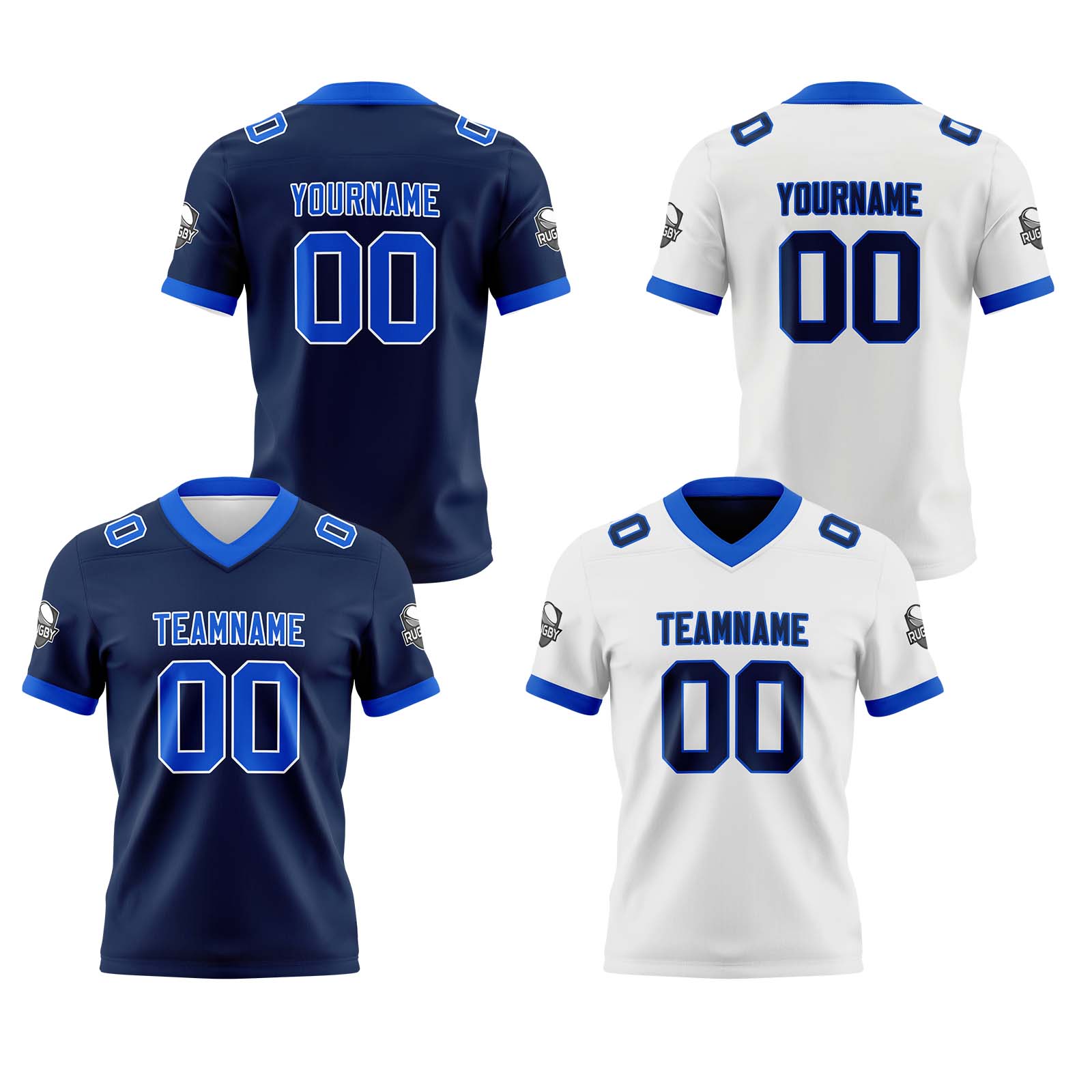 Custom Navy White  Reversible Football Jersey Personalized Gradient Football Shirts for Men Printed Team Name Number Logo