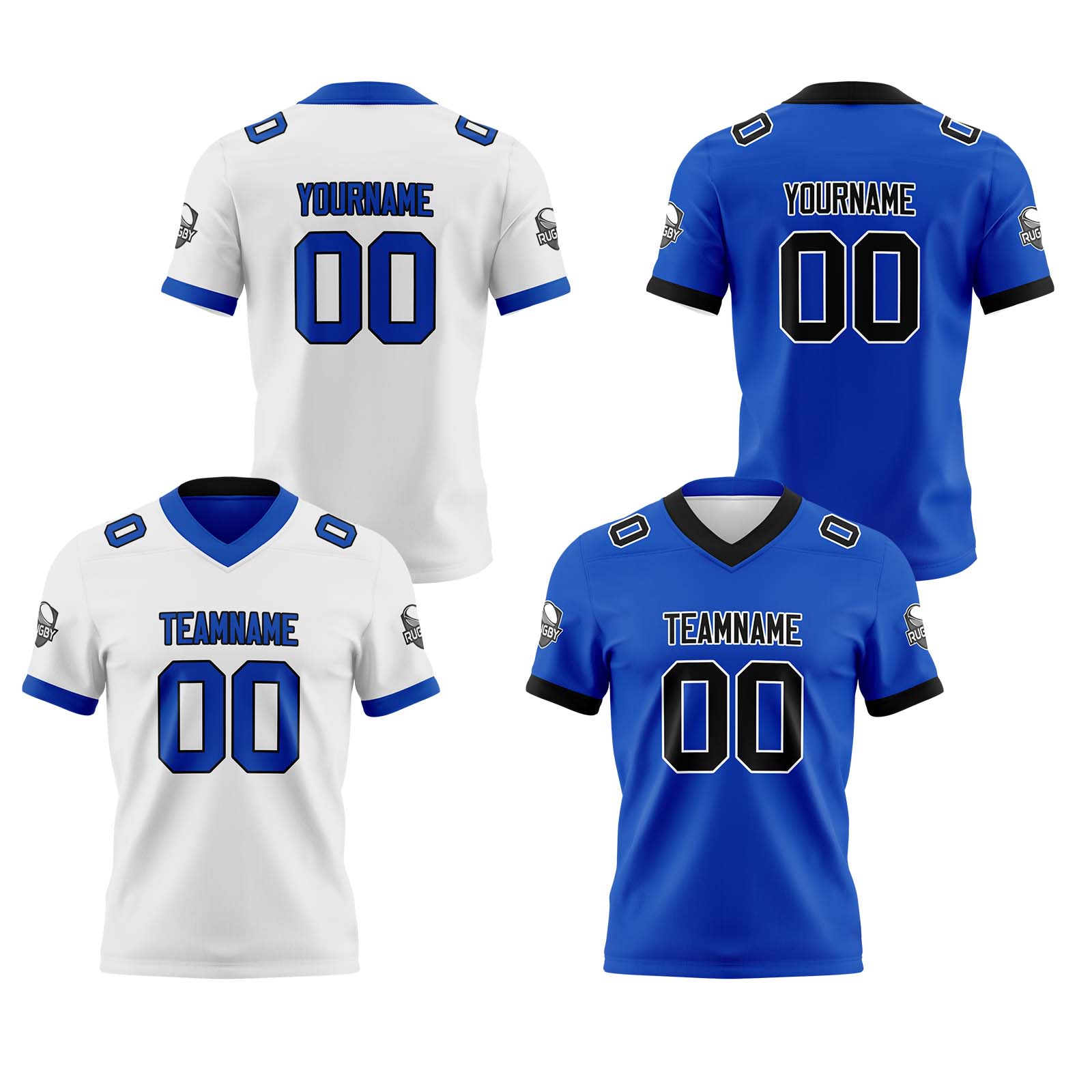 Custom White Royal  Reversible Football Jersey Personalized Gradient Football Shirts for Men Printed Team Name Number Logo