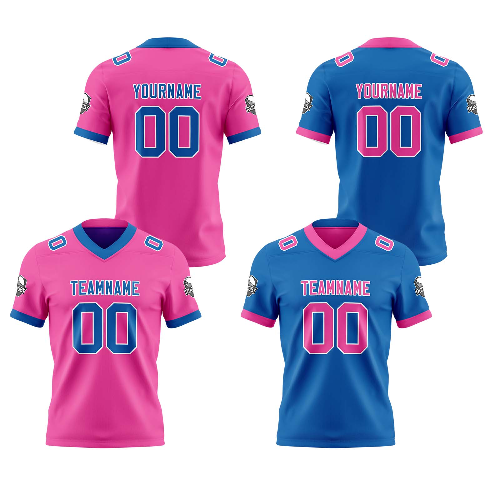 Custom Pink Purple Reversible Football Jersey Personalized Gradient Football Shirts for Men Printed Team Name Number Logo
