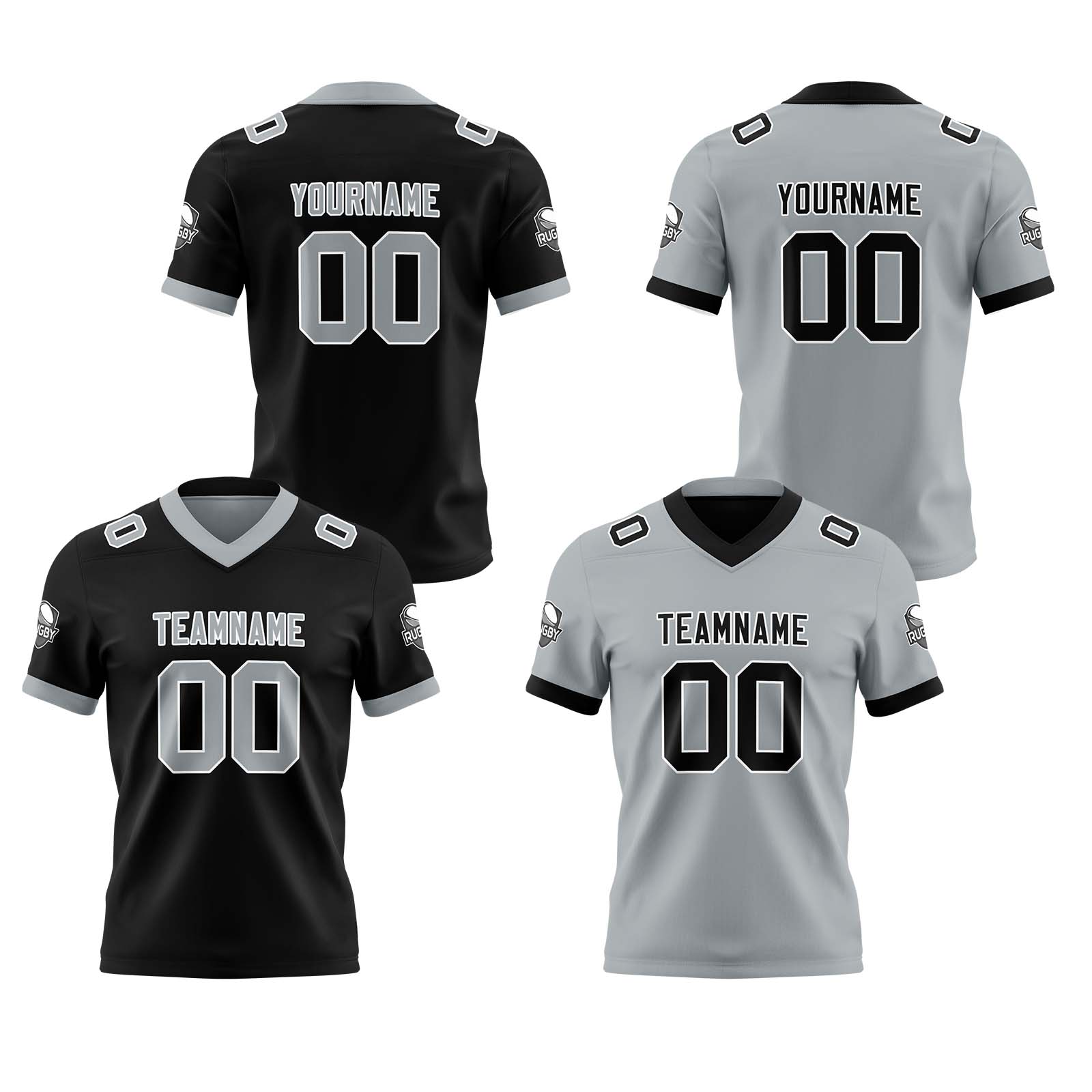 Custom Black Grey Reversible Football Jersey Personalized Gradient Football Shirts for Men Printed Team Name Number Logo