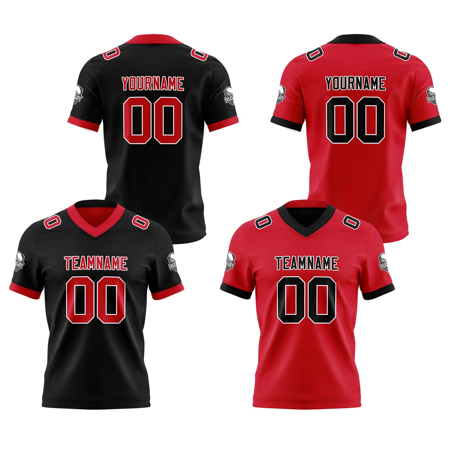 Custom Black Red Reversible Football Jersey Personalized Gradient Football Shirts for Men Printed Team Name Number Logo