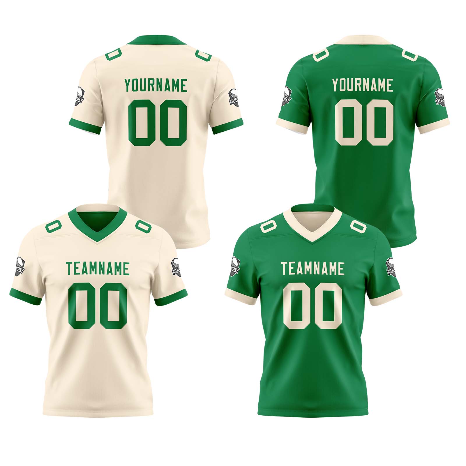 Custom Cream Green Reversible Football Jersey Personalized Gradient Football Shirts for Men Printed Team Name Number Logo