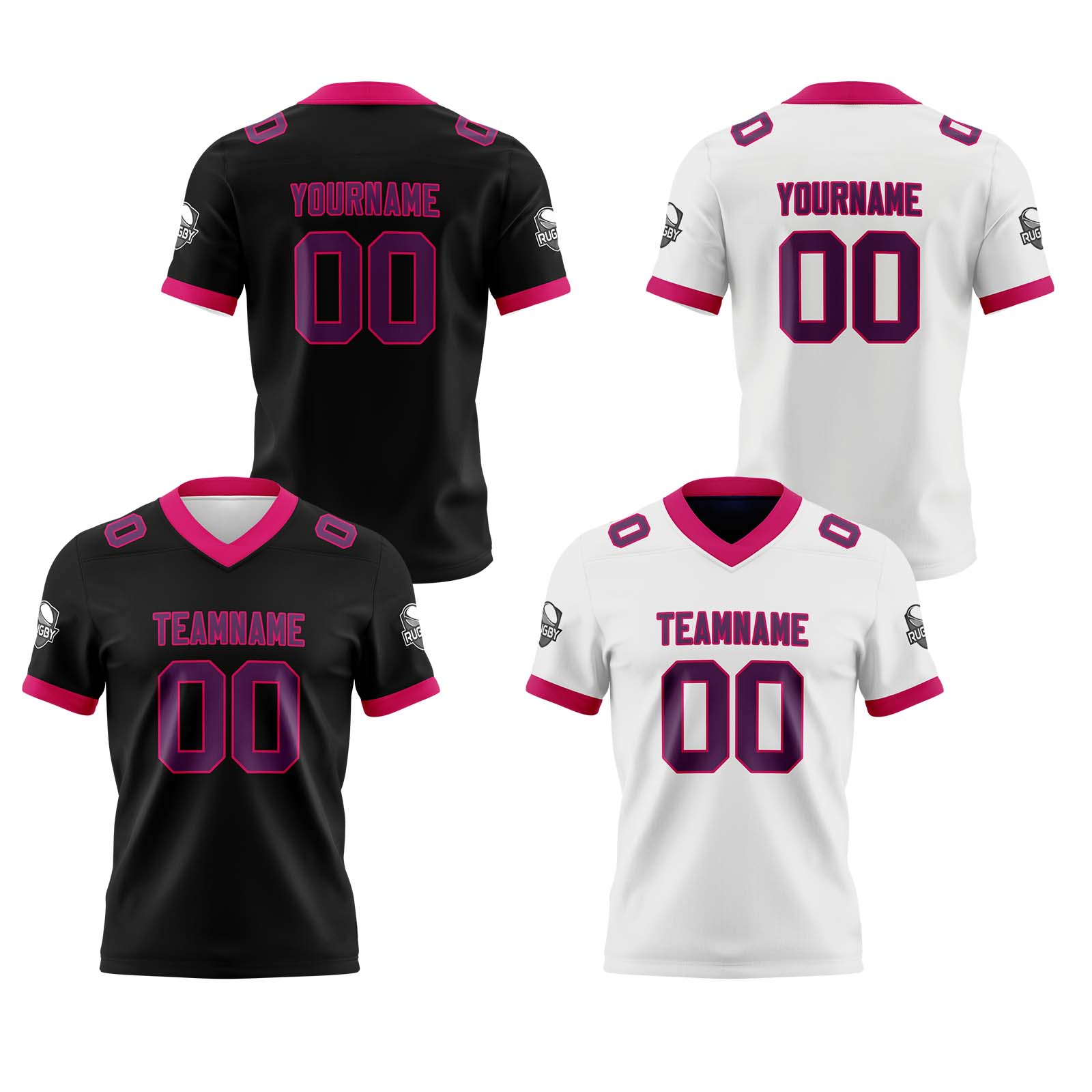 Custom Black White Purple Reversible Football Jersey Personalized Gradient Football Shirts for Men Printed Team Name Number Logo