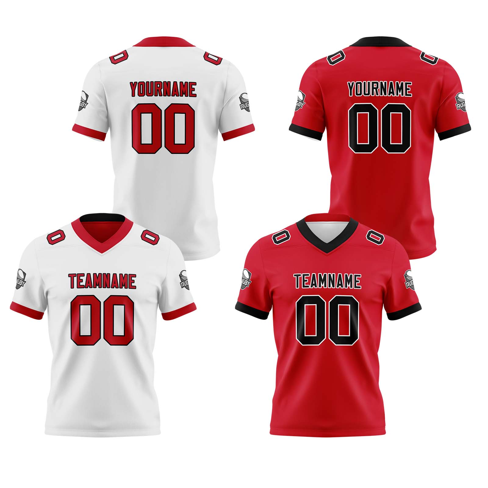 Custom White Red Reversible Football Jersey Personalized Gradient Football Shirts for Men Printed Team Name Number Logo