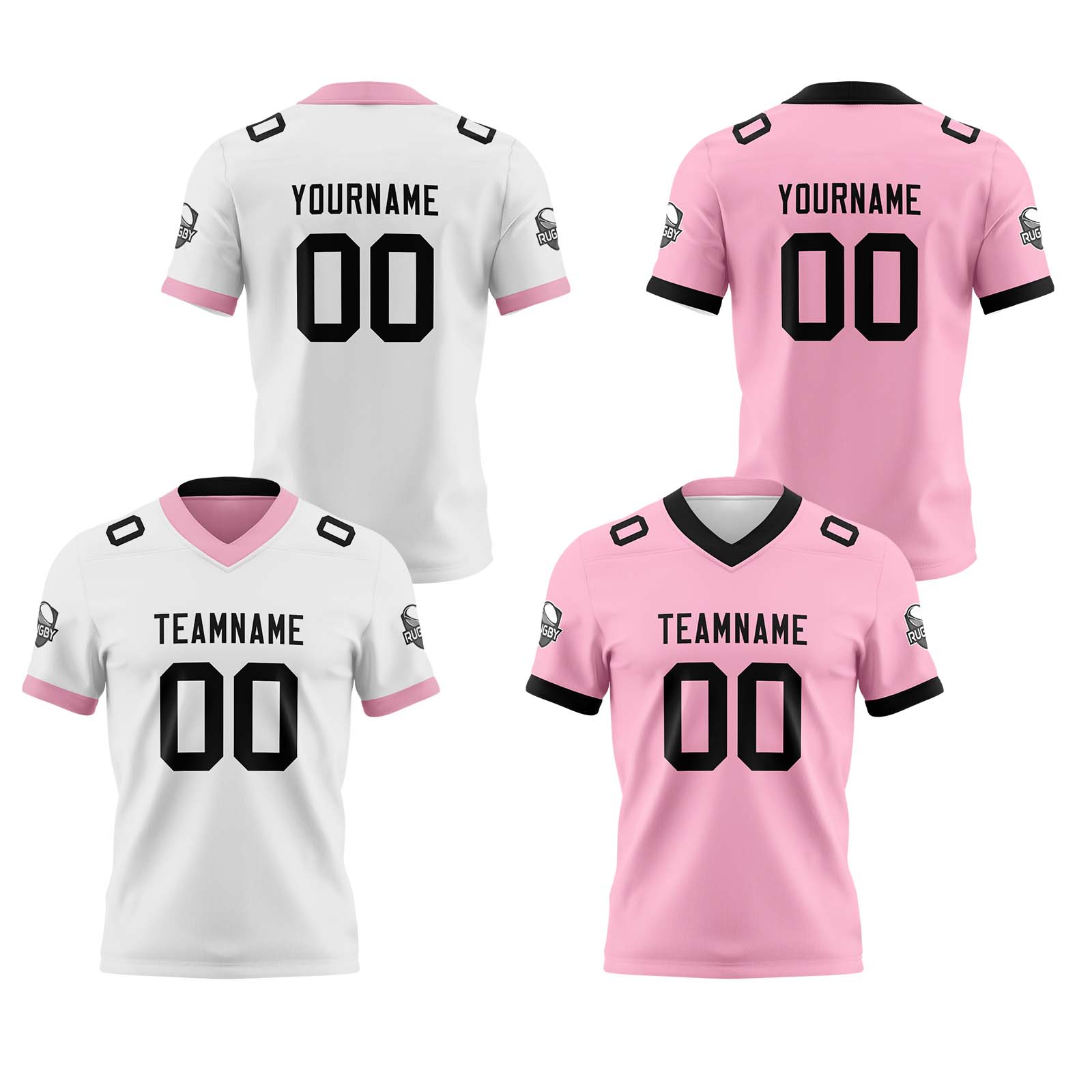 Custom White Pink Black Reversible Football Jersey Personalized Gradient Football Shirts for Men Printed Team Name Number Logo