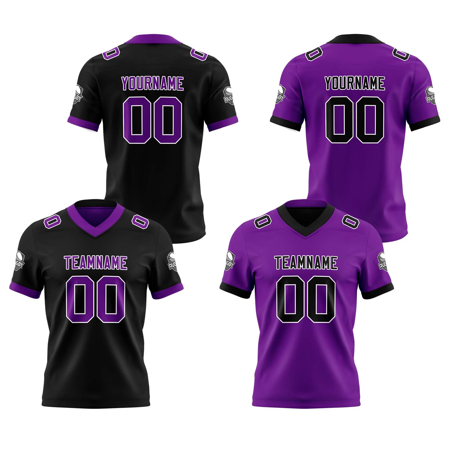 Custom Black Purple Reversible Football Jersey Personalized Gradient Football Shirts for Men Printed Team Name Number Logo