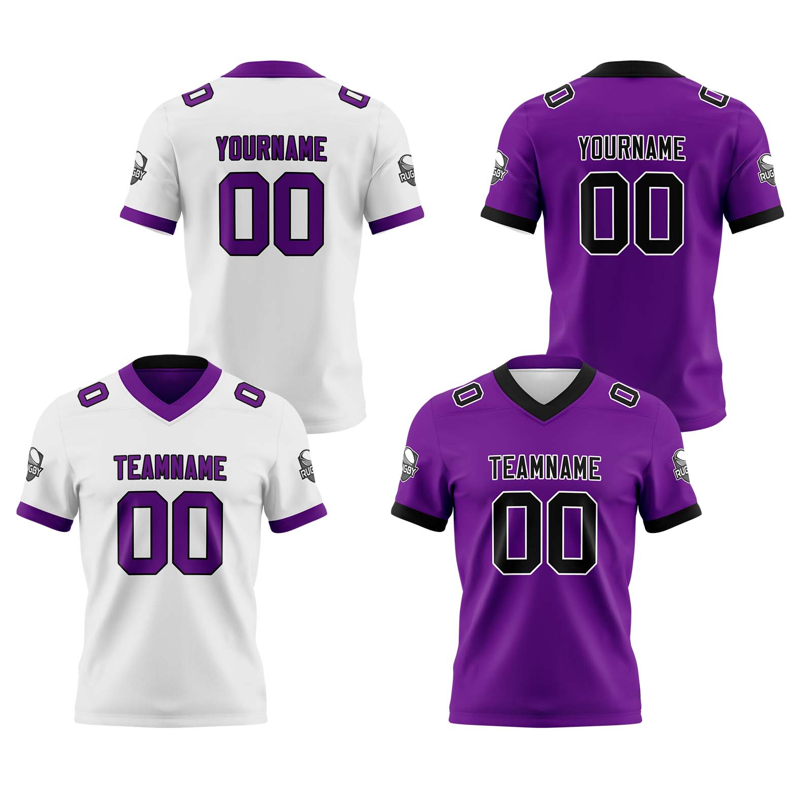 Custom White Purple Reversible Football Jersey Personalized Gradient Football Shirts for Men Printed Team Name Number Logo