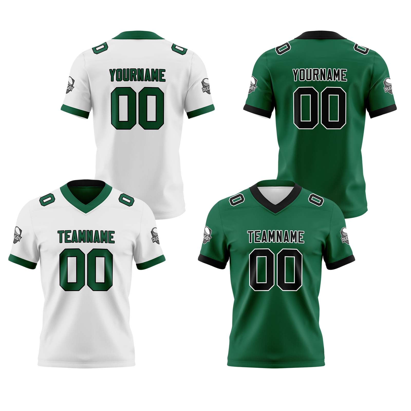 Custom White Green Reversible Football Jersey Personalized Gradient Football Shirts for Men Printed Team Name Number Logo