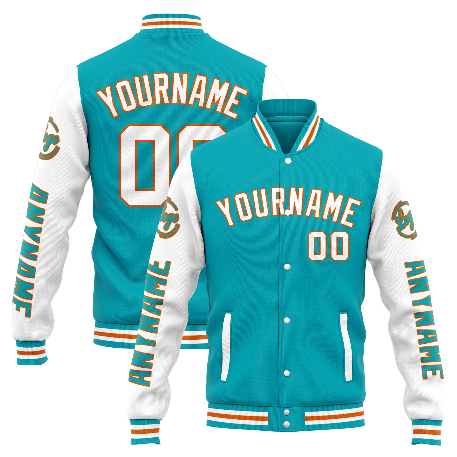 Custom Teal White Varsity Jacket for Men Women and Youth with Personalized Letterman Jacket 