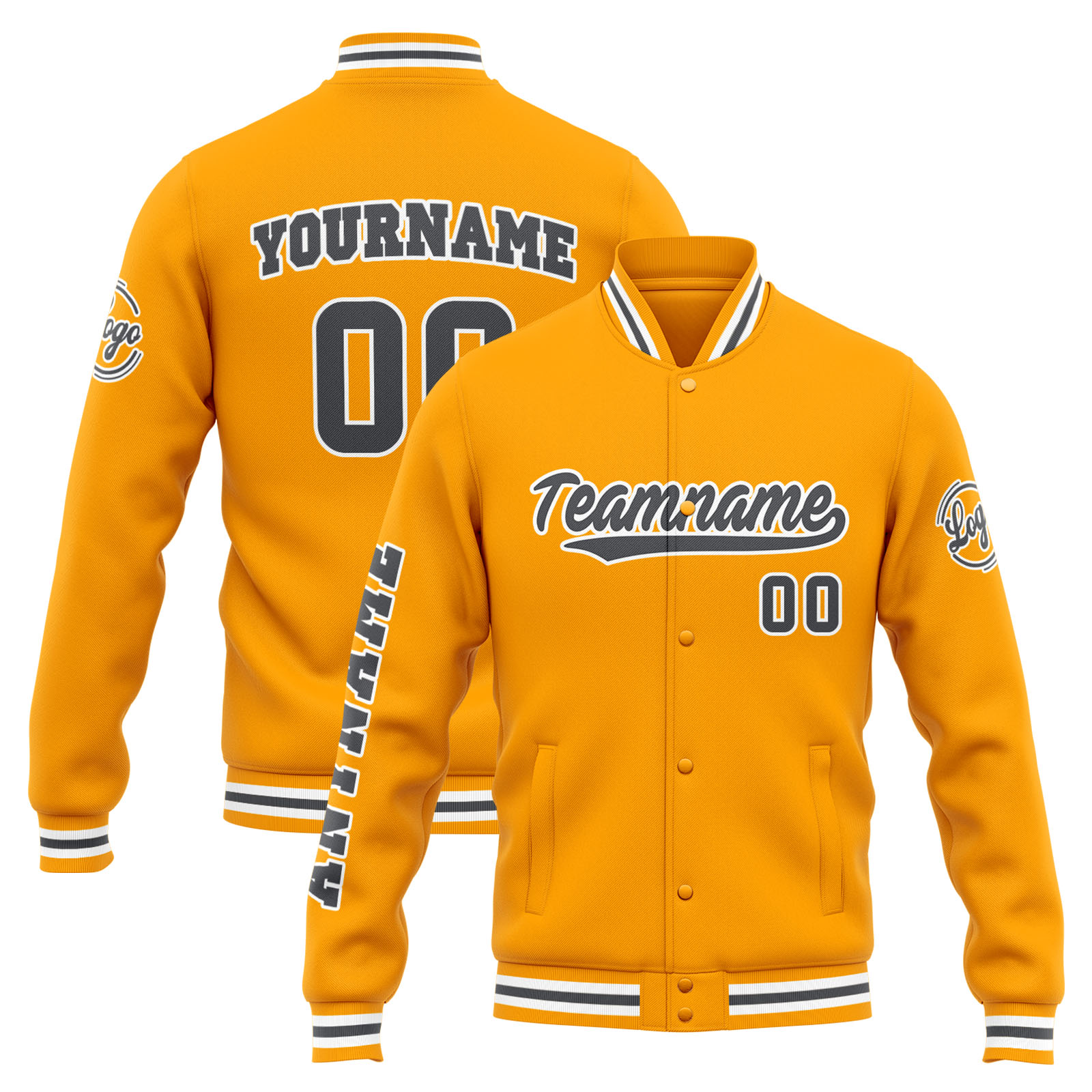 Custom Yellow Grey Varsity Jacket for Men Women and Youth with Personalized Letterman Jacket 