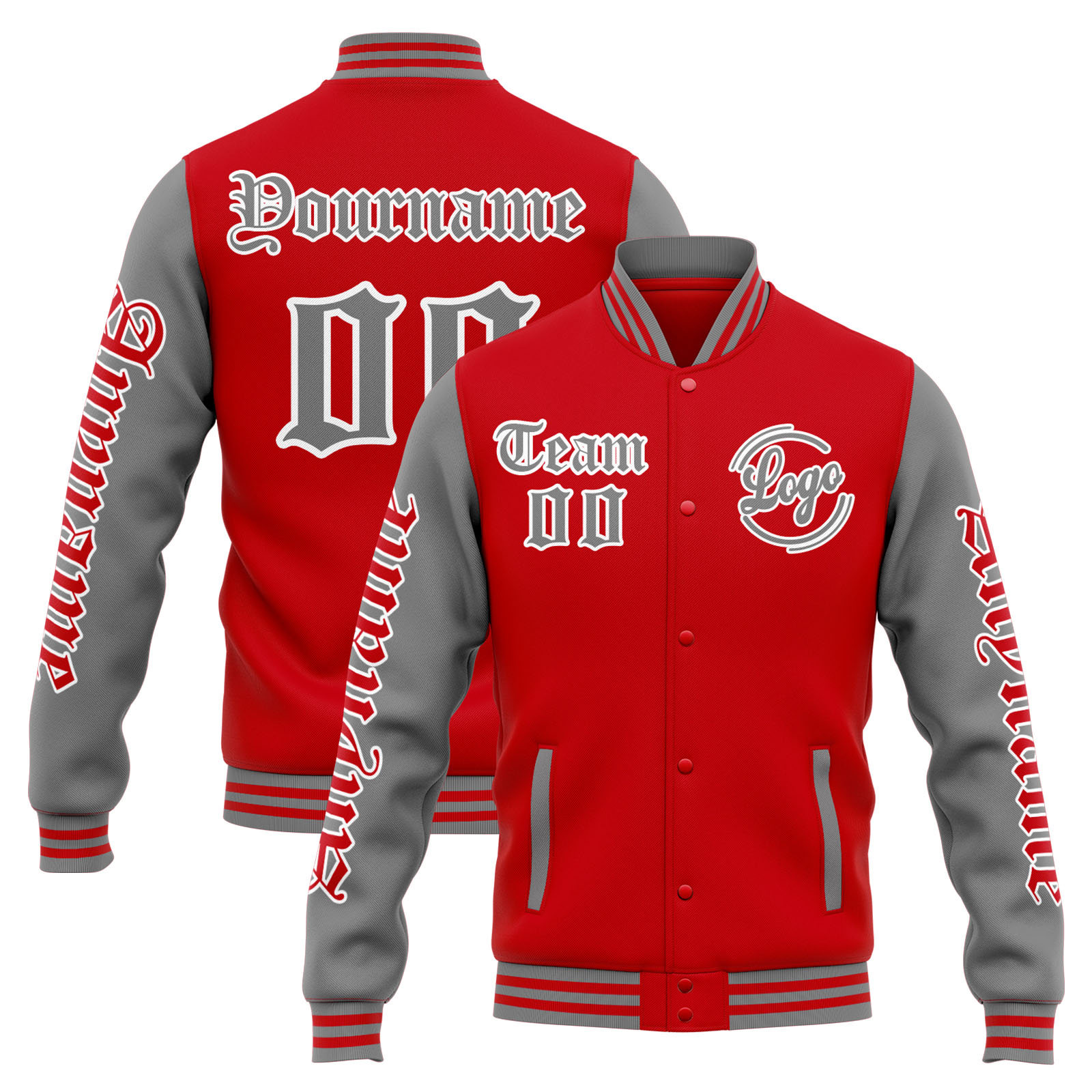 Custom Red Grey Varsity Jacket for Men Women and Youth with Personalized Letterman Jacket 