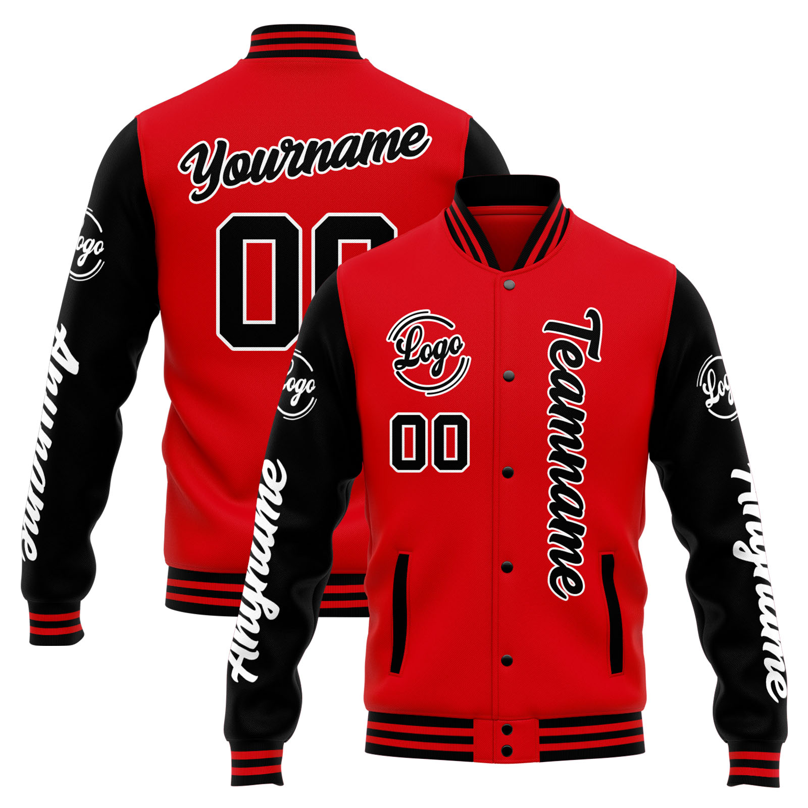 Custom Red Black Varsity Jacket for Men Women and Youth with Personalized Letterman Jacket 