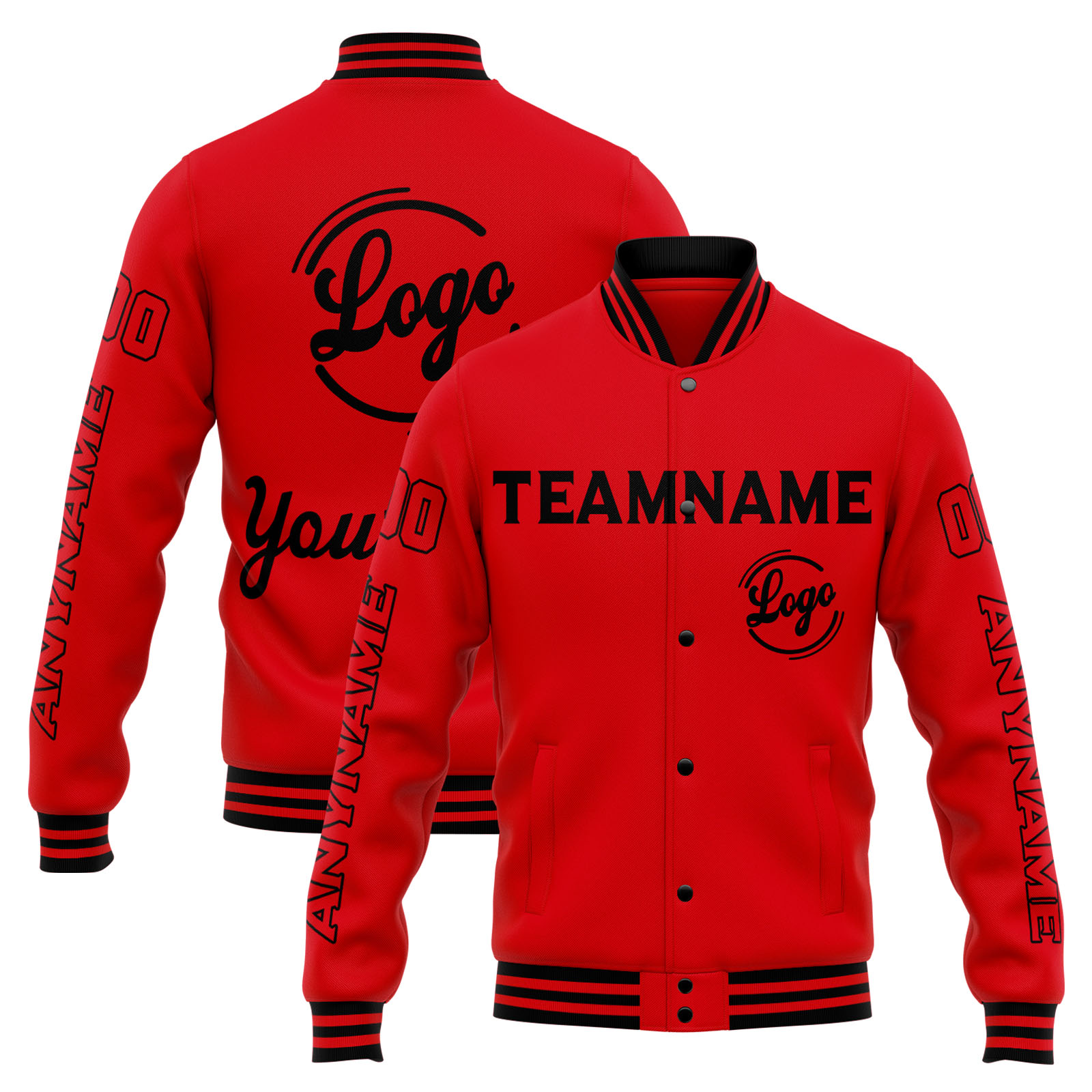 Custom Red Black Varsity Jacket for Men Women and Youth with Personalized Letterman Jacket 
