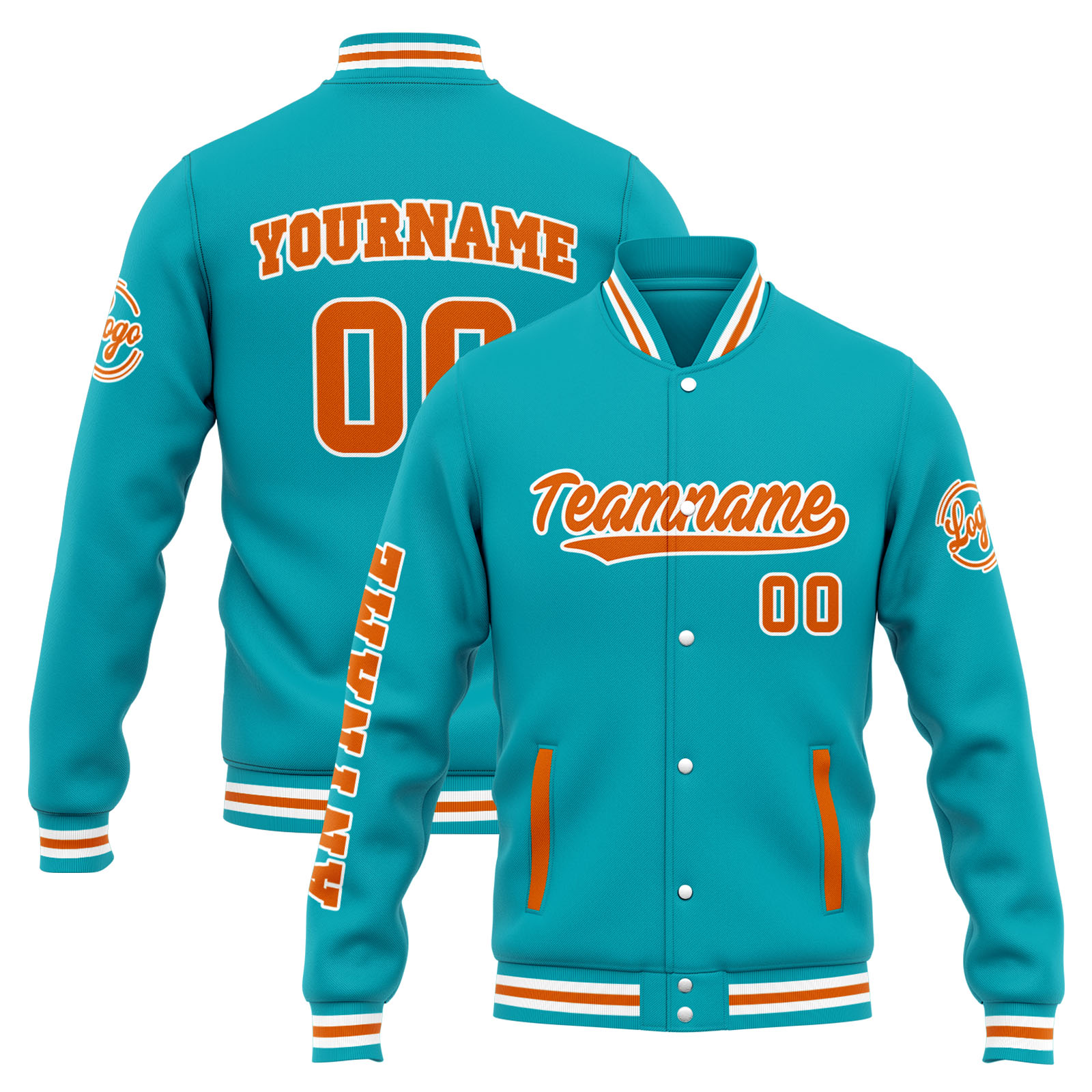 Custom Teal Orange Varsity Jacket for Men Women and Youth with Personalized Letterman Jacket 