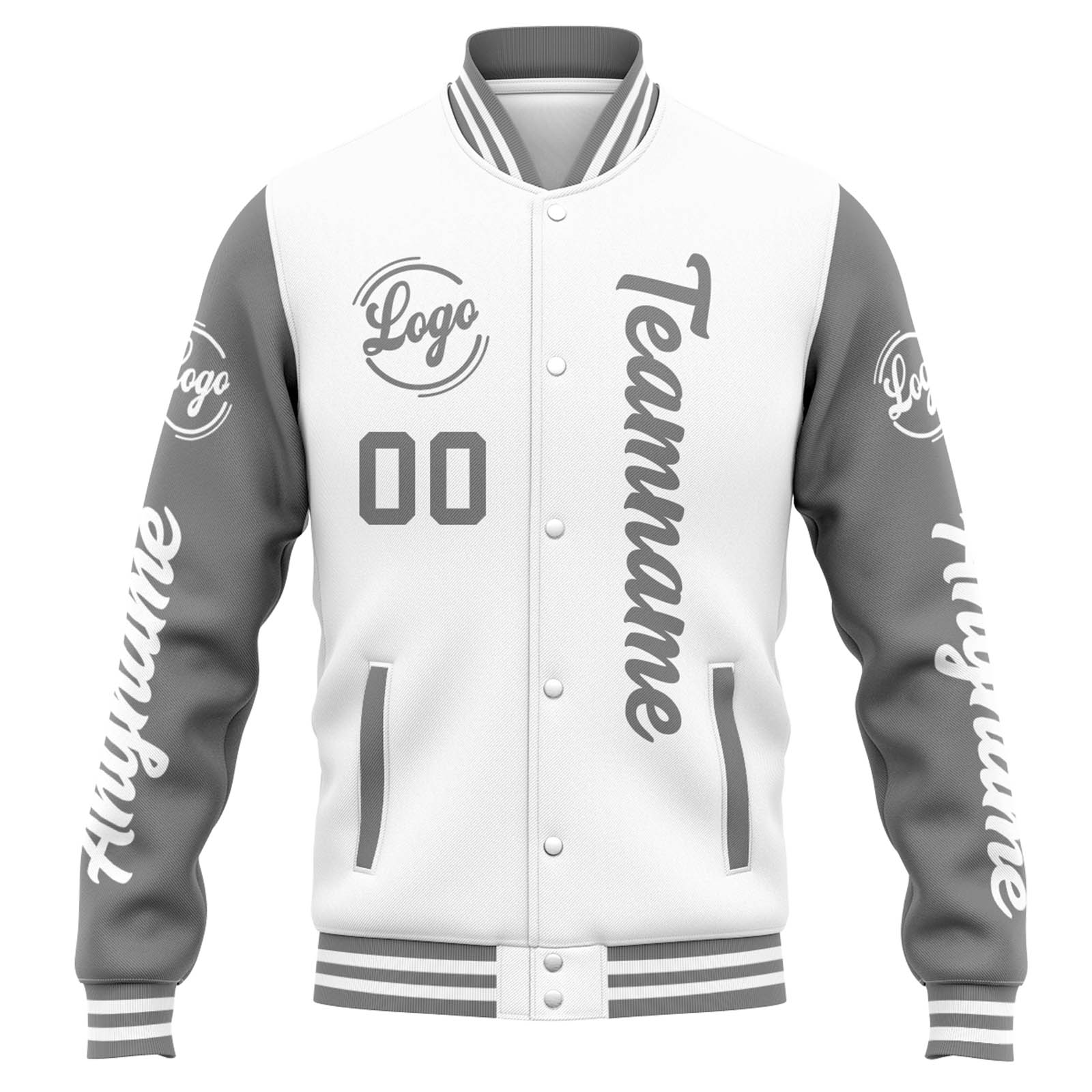 Custom White Grey Varsity Jacket for Men Women and Youth with Personalized Letterman Jacket 