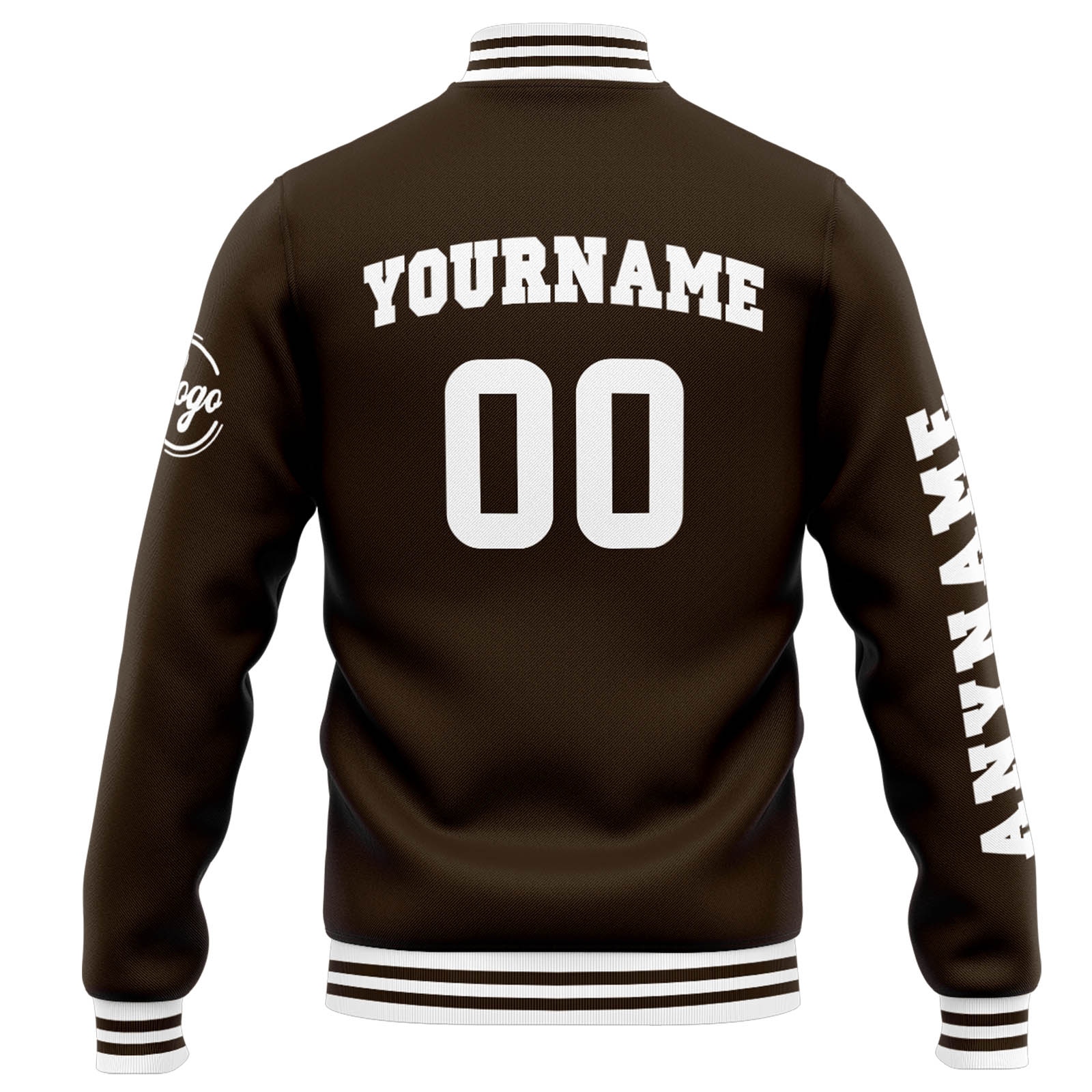 Custom Brown White Varsity Jacket for Men Women and Youth with Personalized Letterman Jacket 