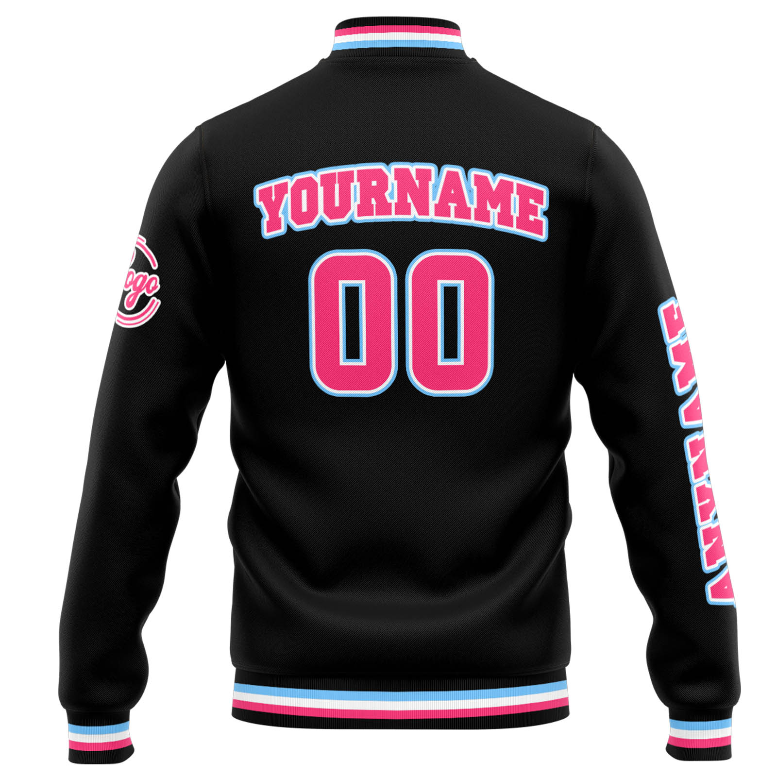 Custom Black Pink Varsity Jacket for Men Women and Youth with Personalized Letterman Jacket 