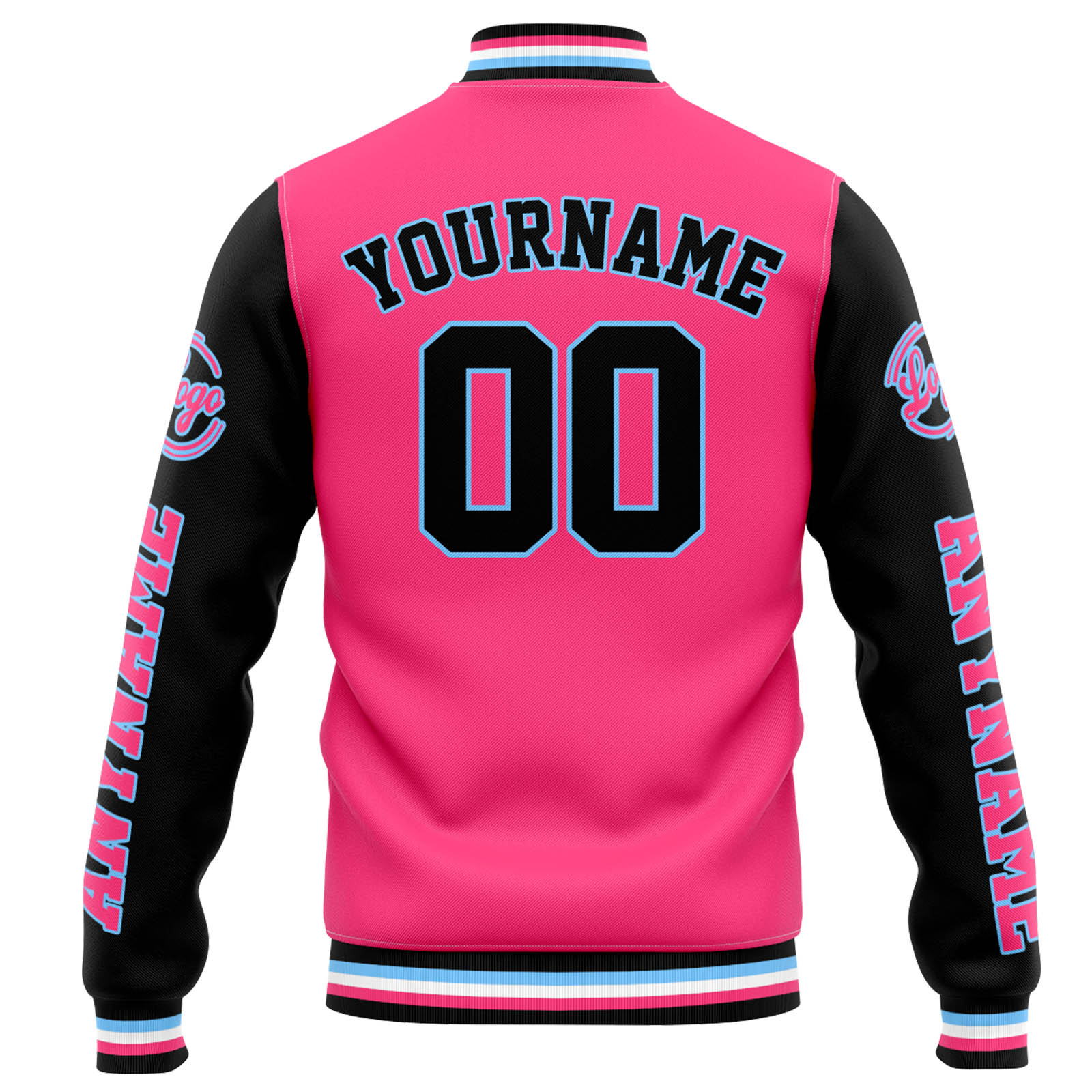 Custom Pink Black Varsity Jacket for Men Women and Youth with Personalized Letterman Jacket 