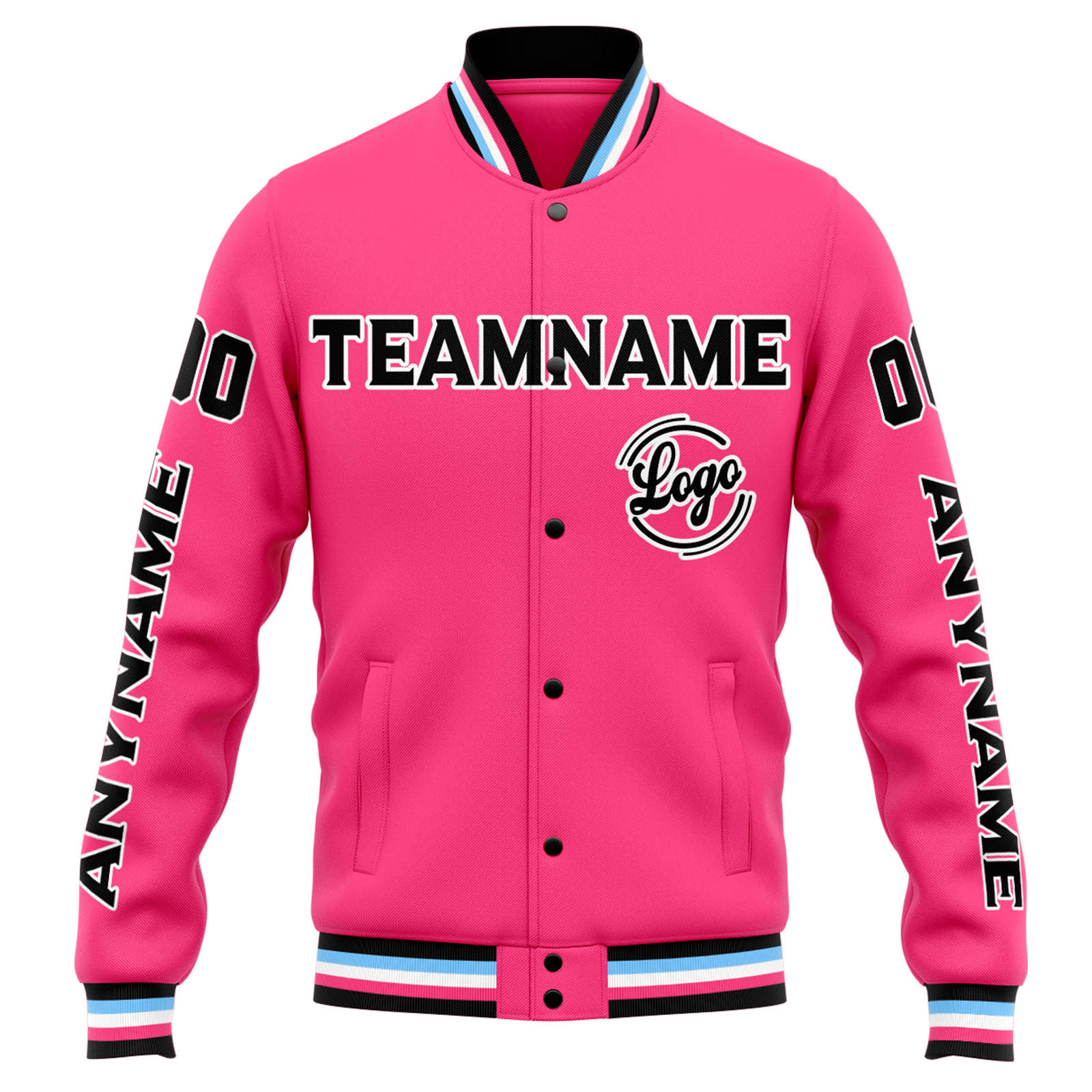 Custom Pink Black Varsity Jacket for Men Women and Youth with Personalized Letterman Jacket 