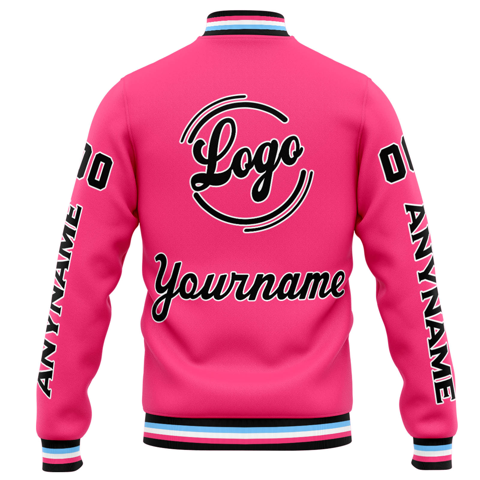 Custom Pink Black Varsity Jacket for Men Women and Youth with Personalized Letterman Jacket 