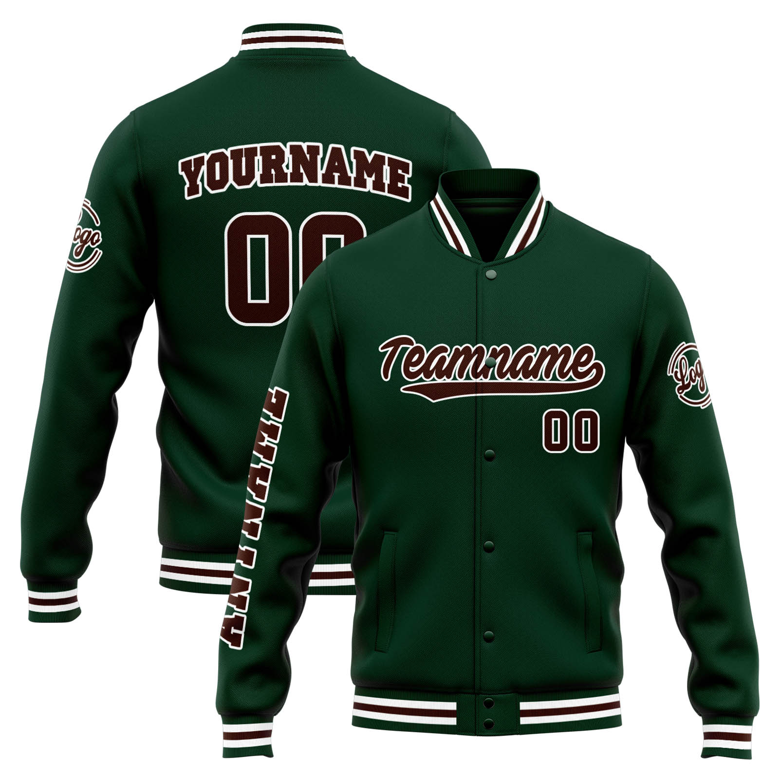 Custom Green Brown Varsity Jacket for Men Women and Youth with Personalized Letterman Jacket 