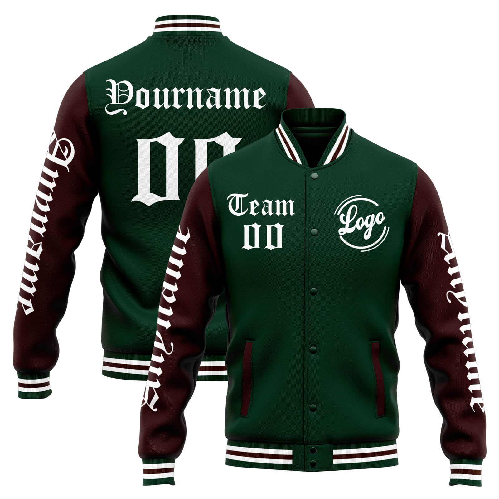 Custom Green Brown Varsity Jacket for Men Women and Youth with Personalized Letterman Jacket 