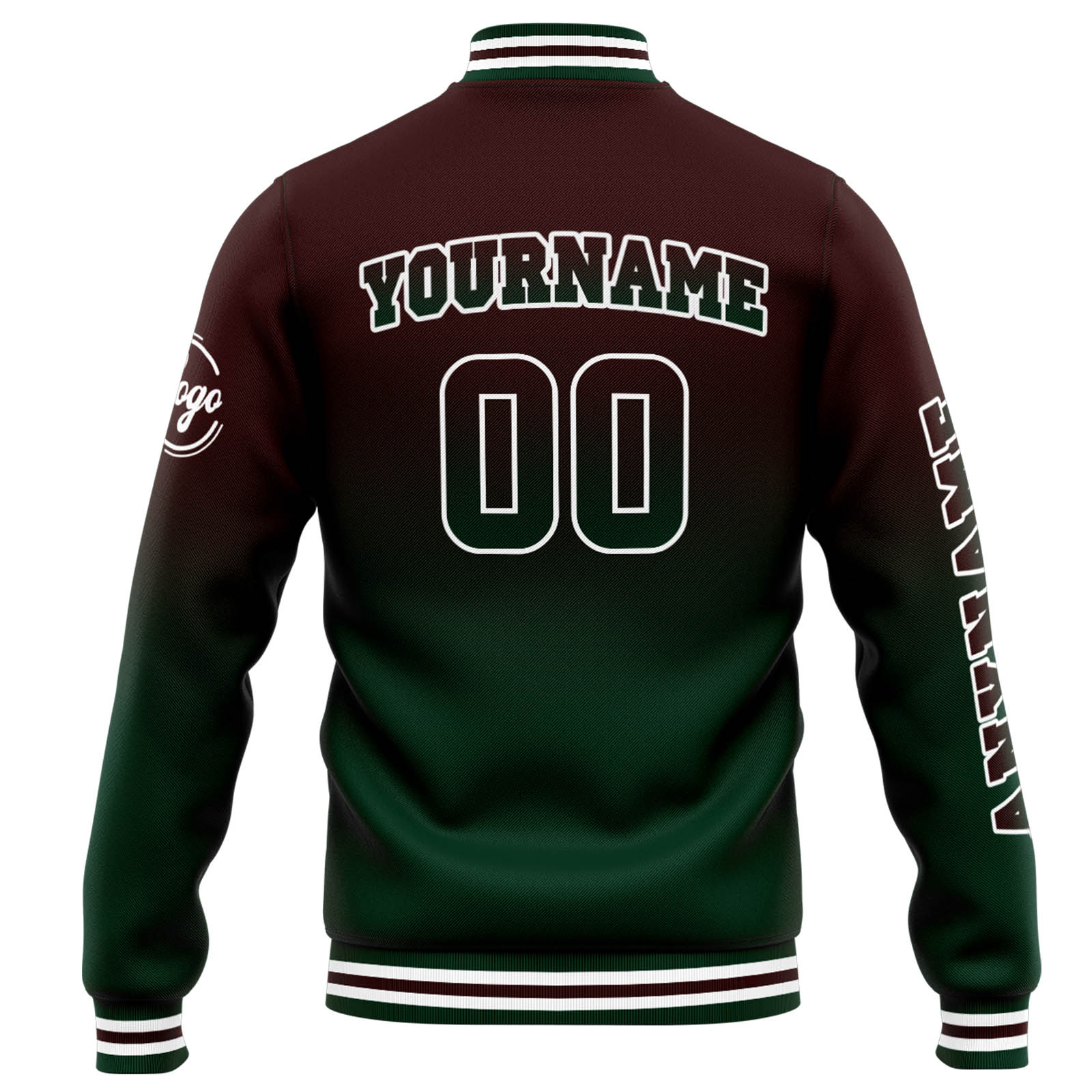 Custom Brown Green Gradient Varsity Jacket for Men Women and Youth with Personalized Letterman Jacket 