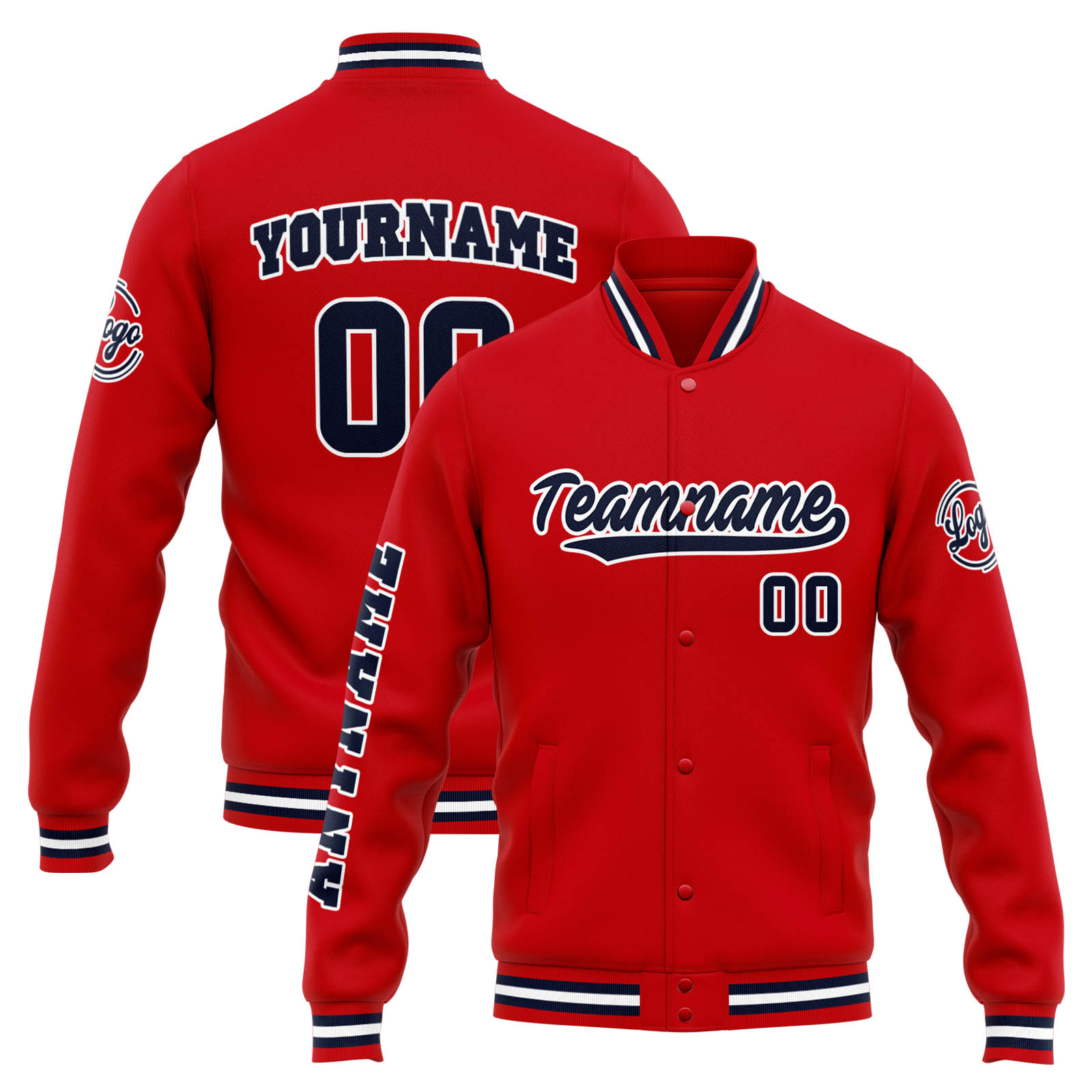 Custom Red Navy Varsity Jacket for Men Women and Youth with Personalized Letterman Jacket 