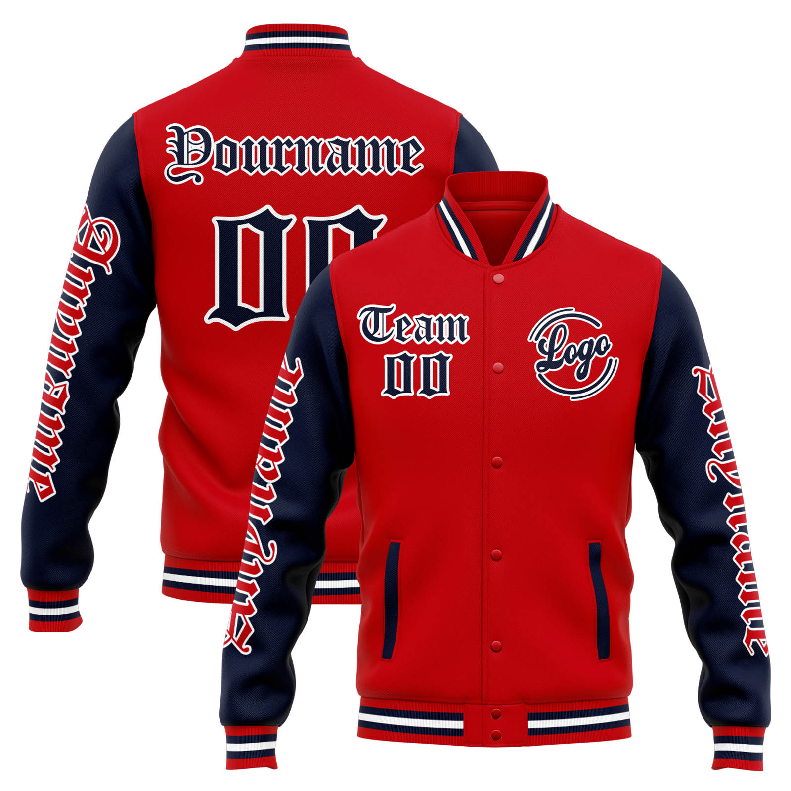 Custom Red Navy Varsity Jacket for Men Women and Youth with Personalized Letterman Jacket 