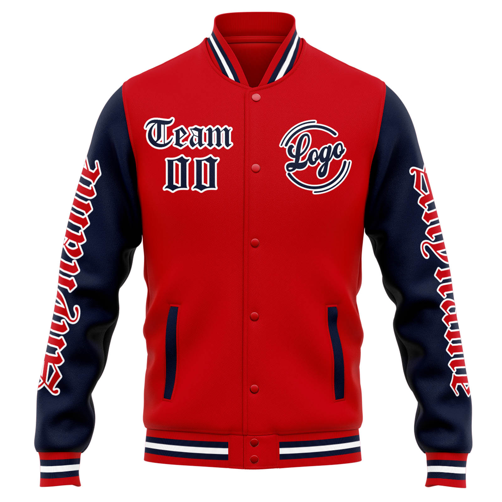 Custom Red Navy Varsity Jacket for Men Women and Youth with Personalized Letterman Jacket 