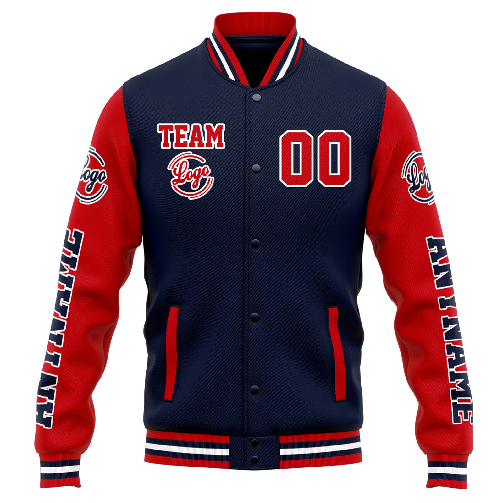 Custom Navy Red Varsity Jacket for Men Women and Youth with Personalized Letterman Jacket 