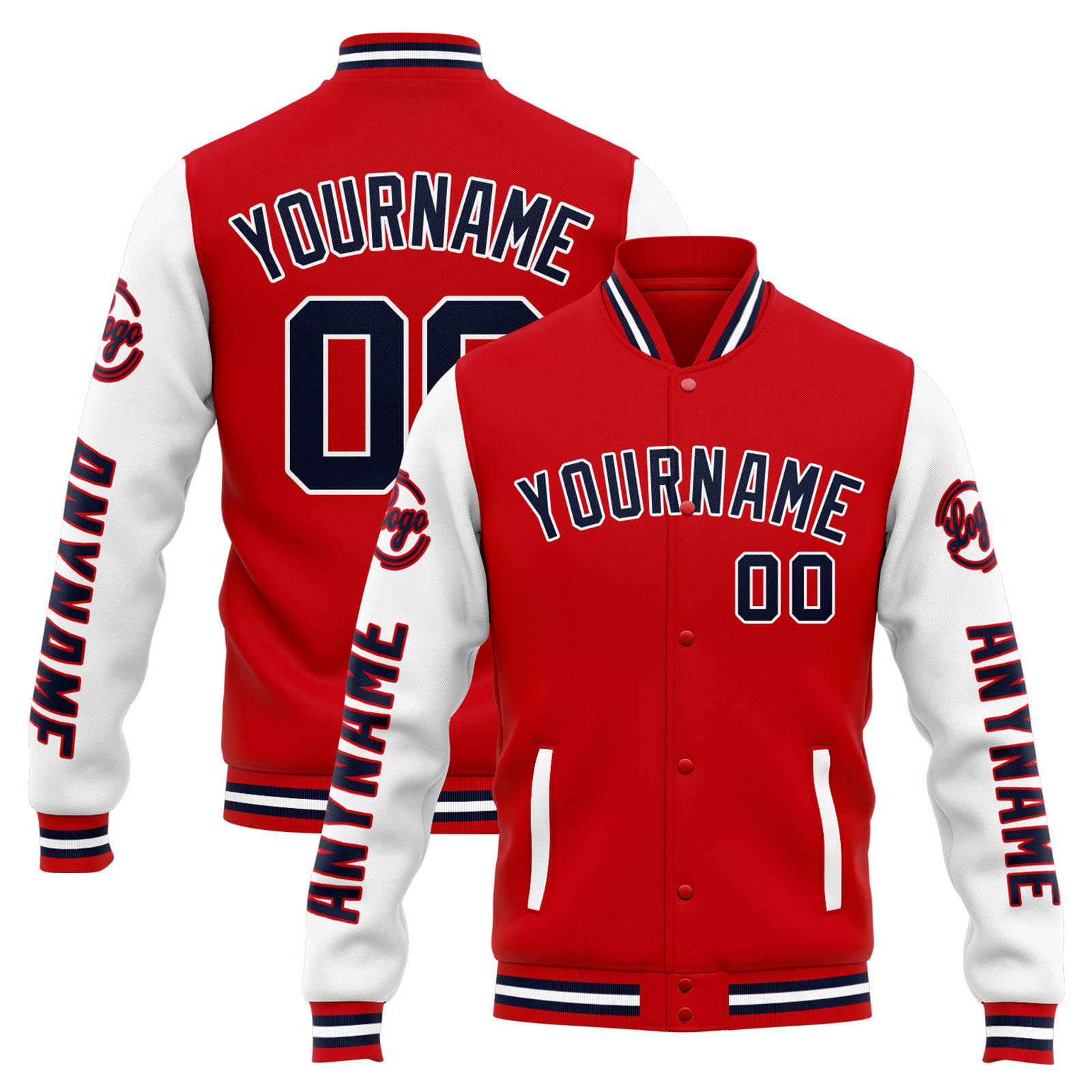 Custom Red White Varsity Jacket for Men Women and Youth with Personalized Letterman Jacket 