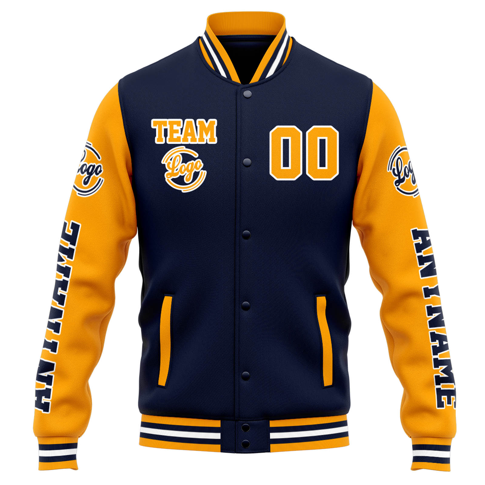 Custom Navy Orange Varsity Jacket for Men Women and Youth with Personalized Letterman Jacket 
