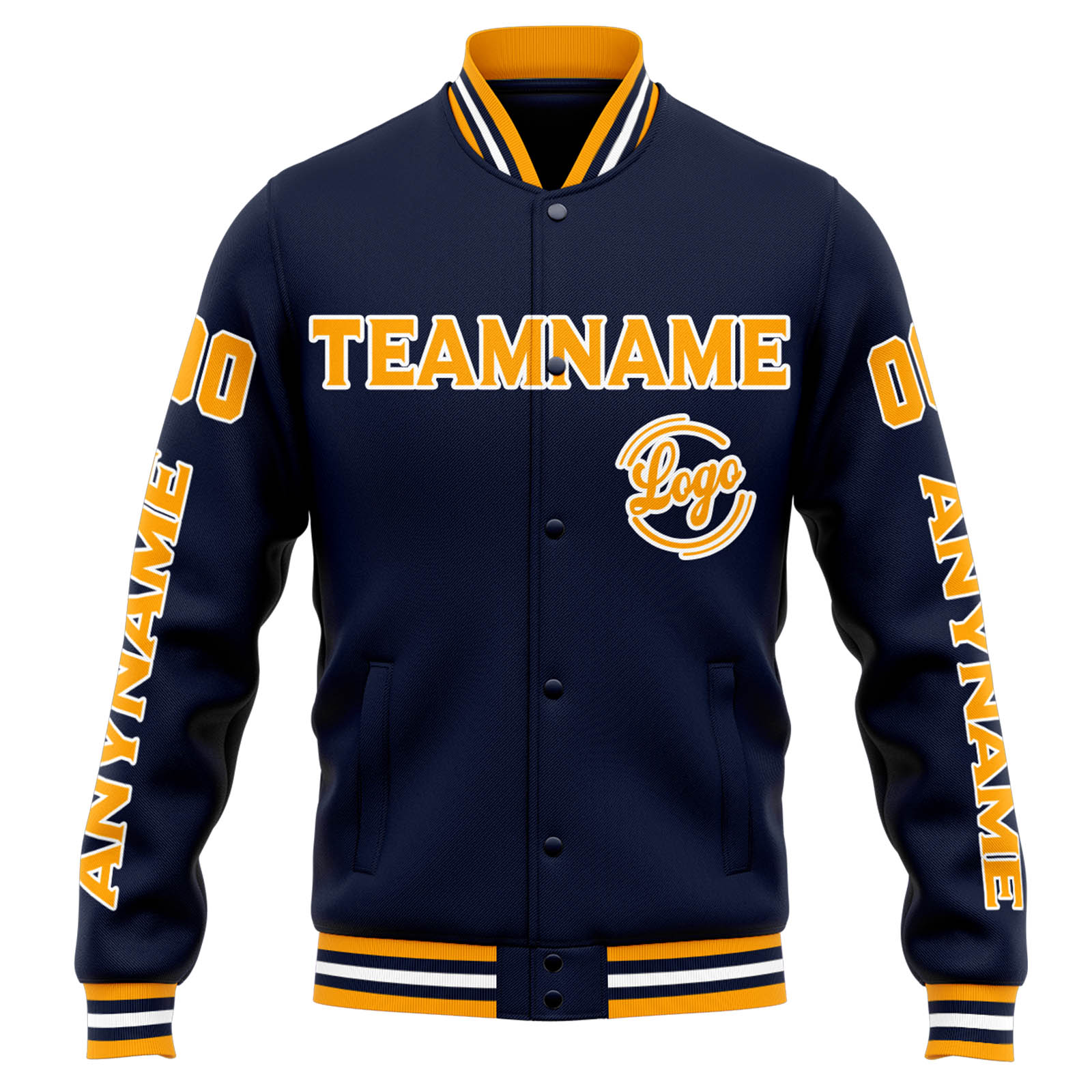 Custom Navy Orange Varsity Jacket for Men Women and Youth with Personalized Letterman Jacket 