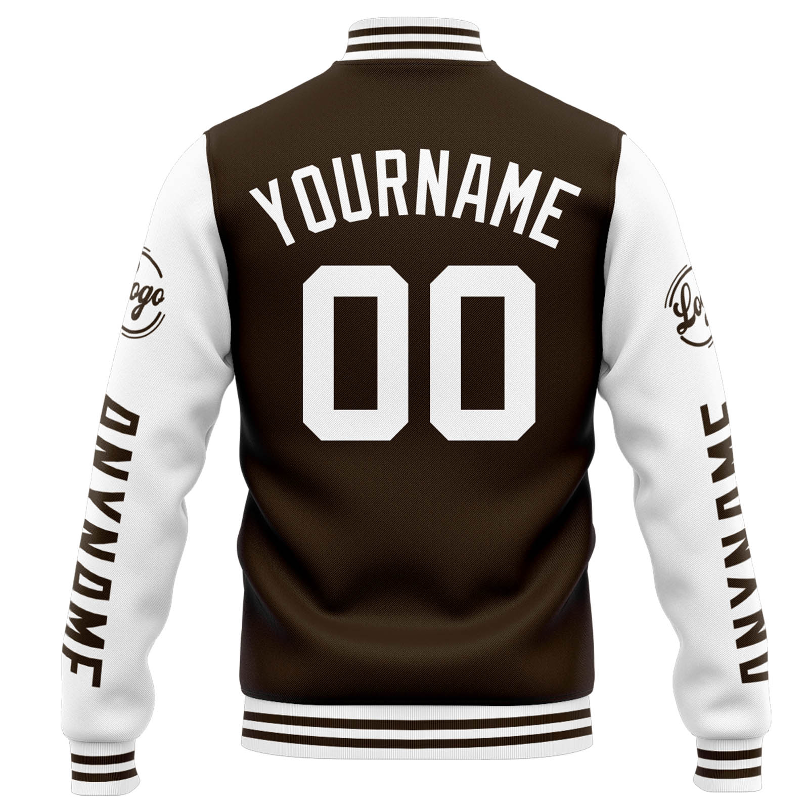 Custom Brown White Varsity Jacket for Men Women and Youth with Personalized Letterman Jacket 