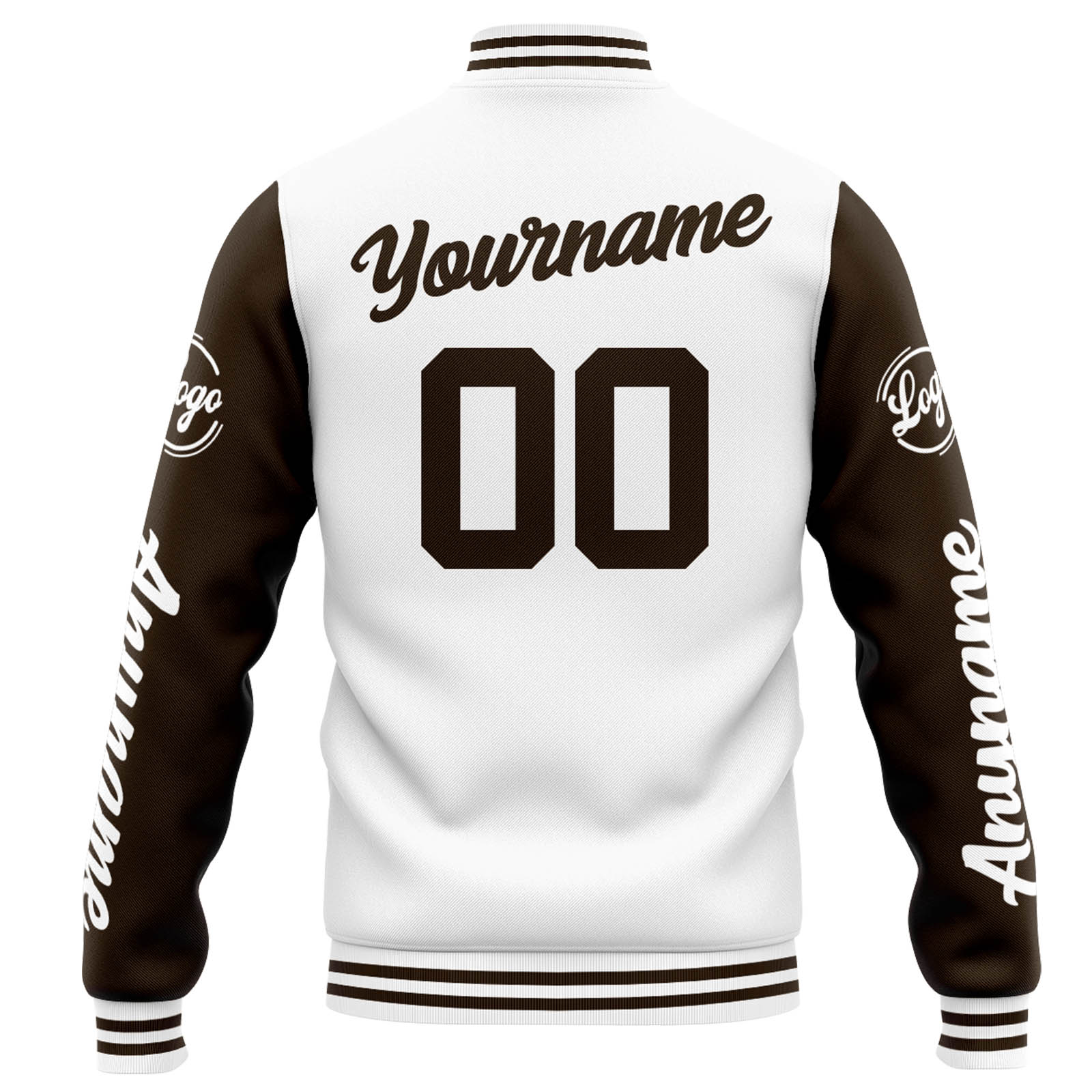 Custom White Brown Varsity Jacket for Men Women and Youth with Personalized Letterman Jacket 