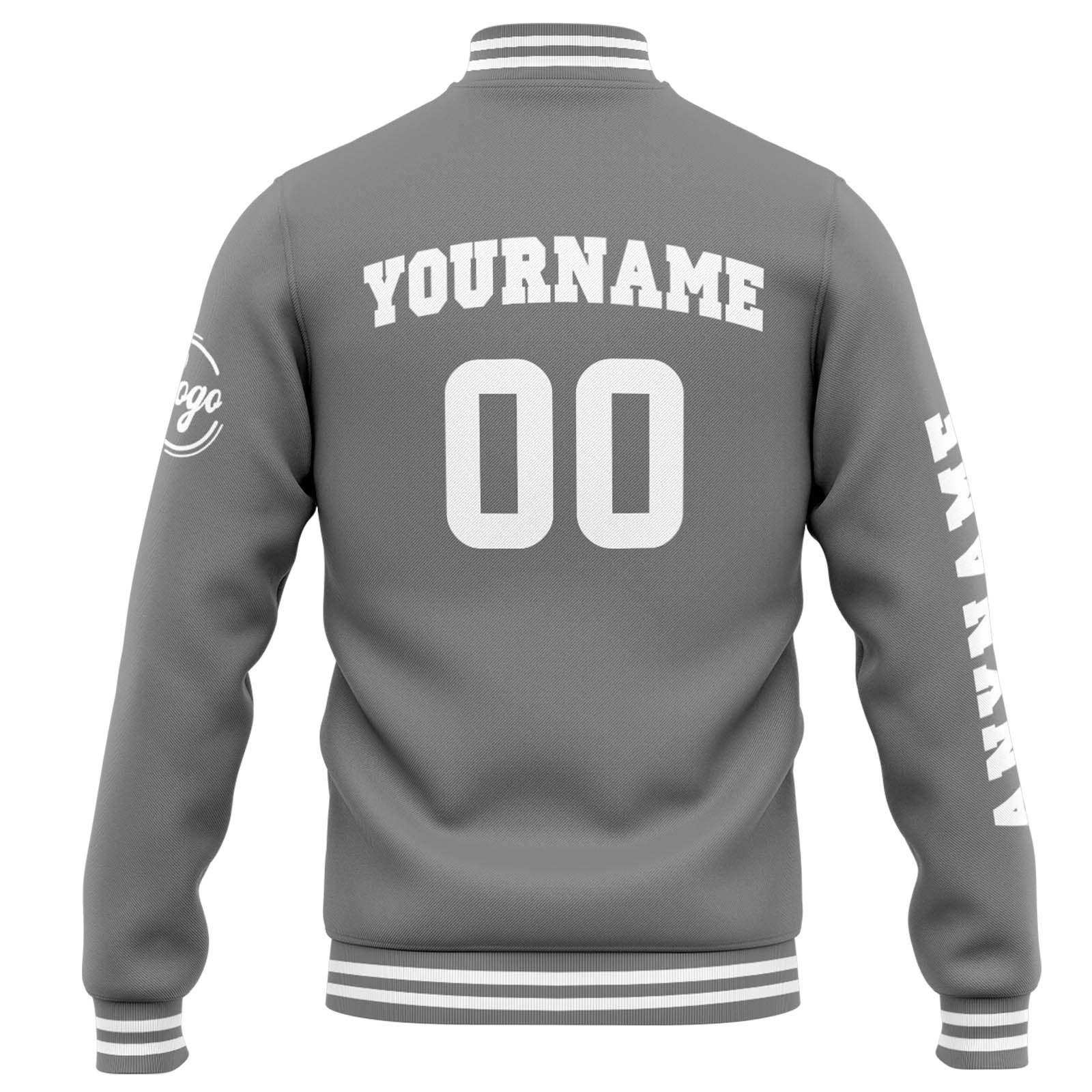 Custom Grey White Varsity Jacket for Men Women and Youth with Personalized Letterman Jacket 