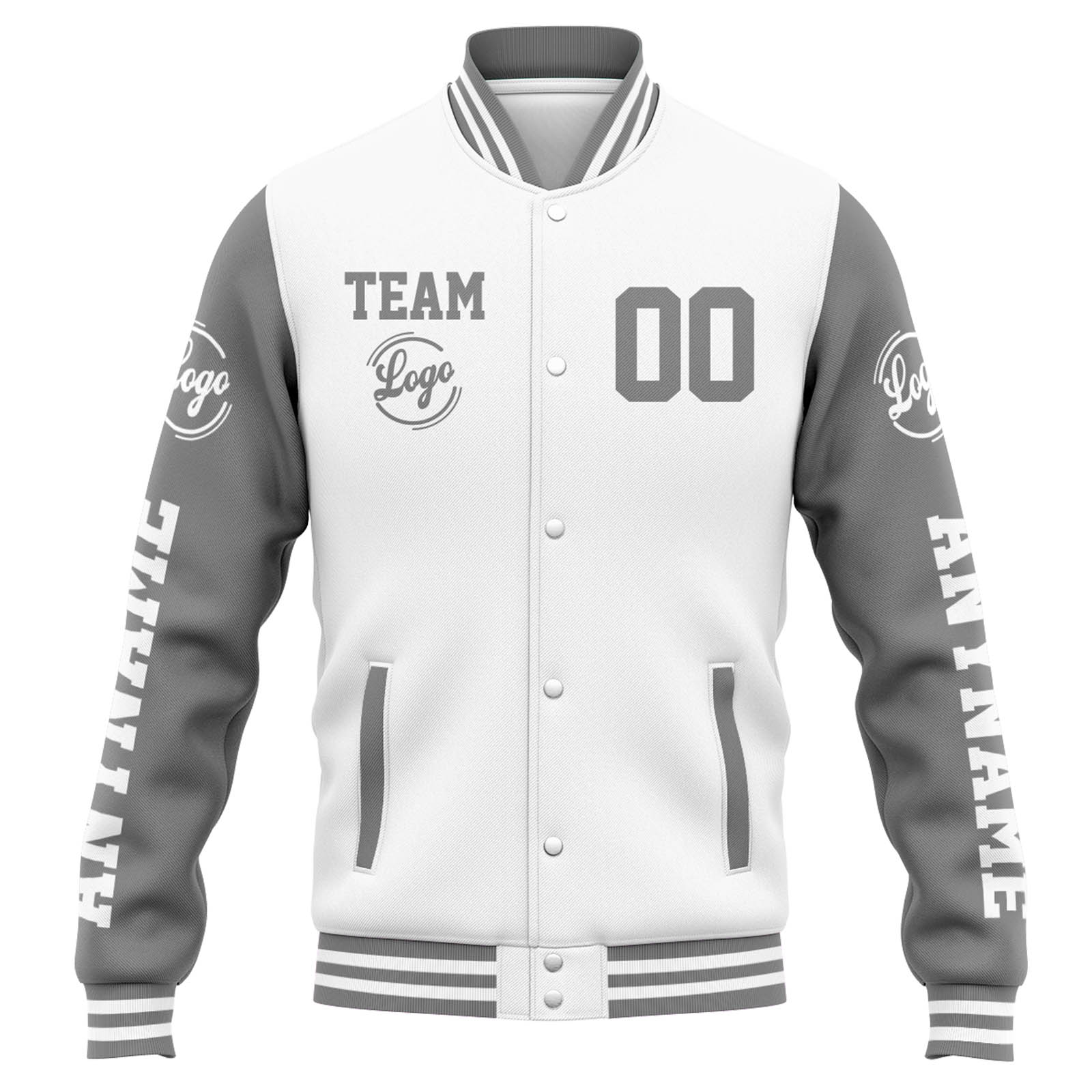 Custom White Grey Varsity Jacket for Men Women and Youth with Personalized Letterman Jacket 