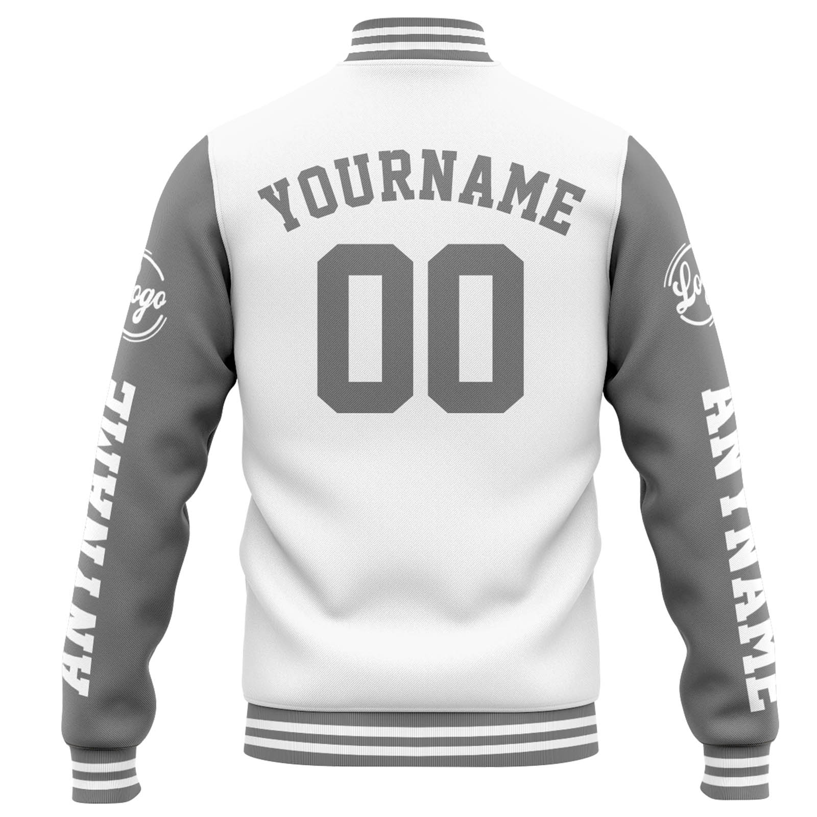 Custom White Grey Varsity Jacket for Men Women and Youth with Personalized Letterman Jacket 