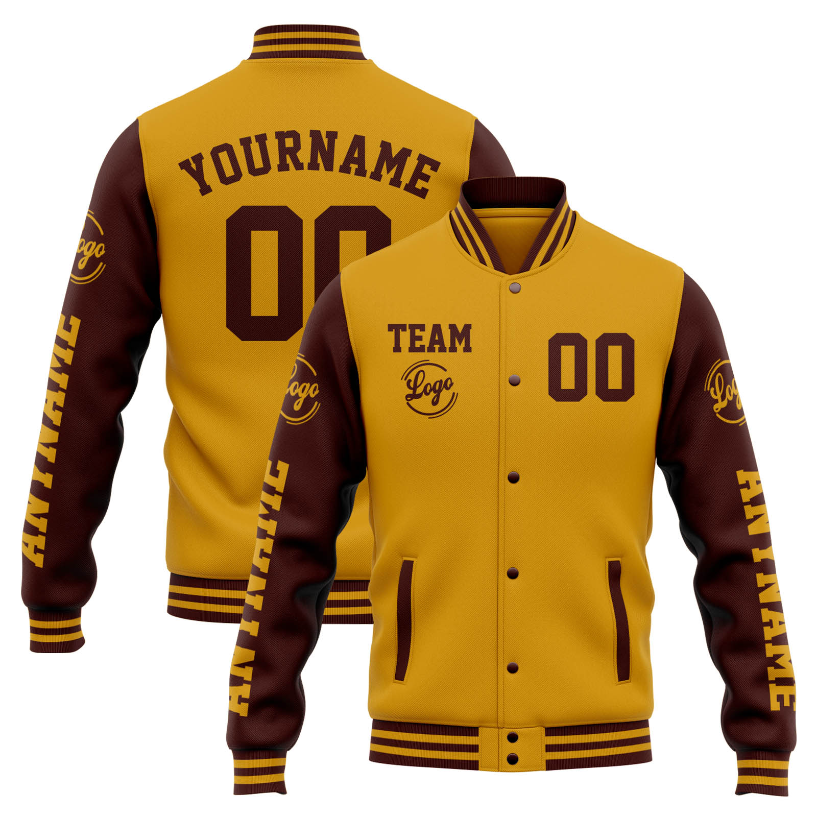 Custom Gold Burgundy Varsity Jacket for Men Women and Youth with Personalized Letterman Jacket 