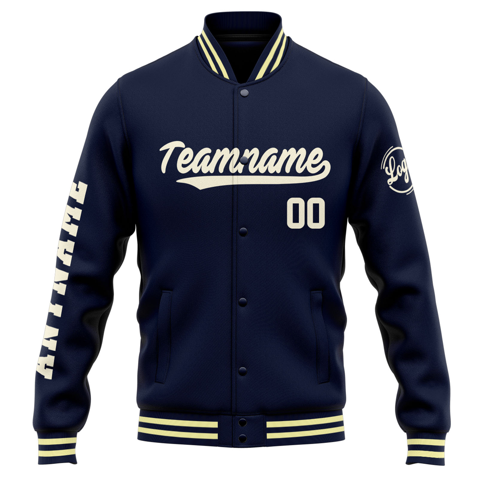 Custom Navy Cream Varsity Jacket for Men Women and Youth with Personalized Letterman Jacket 