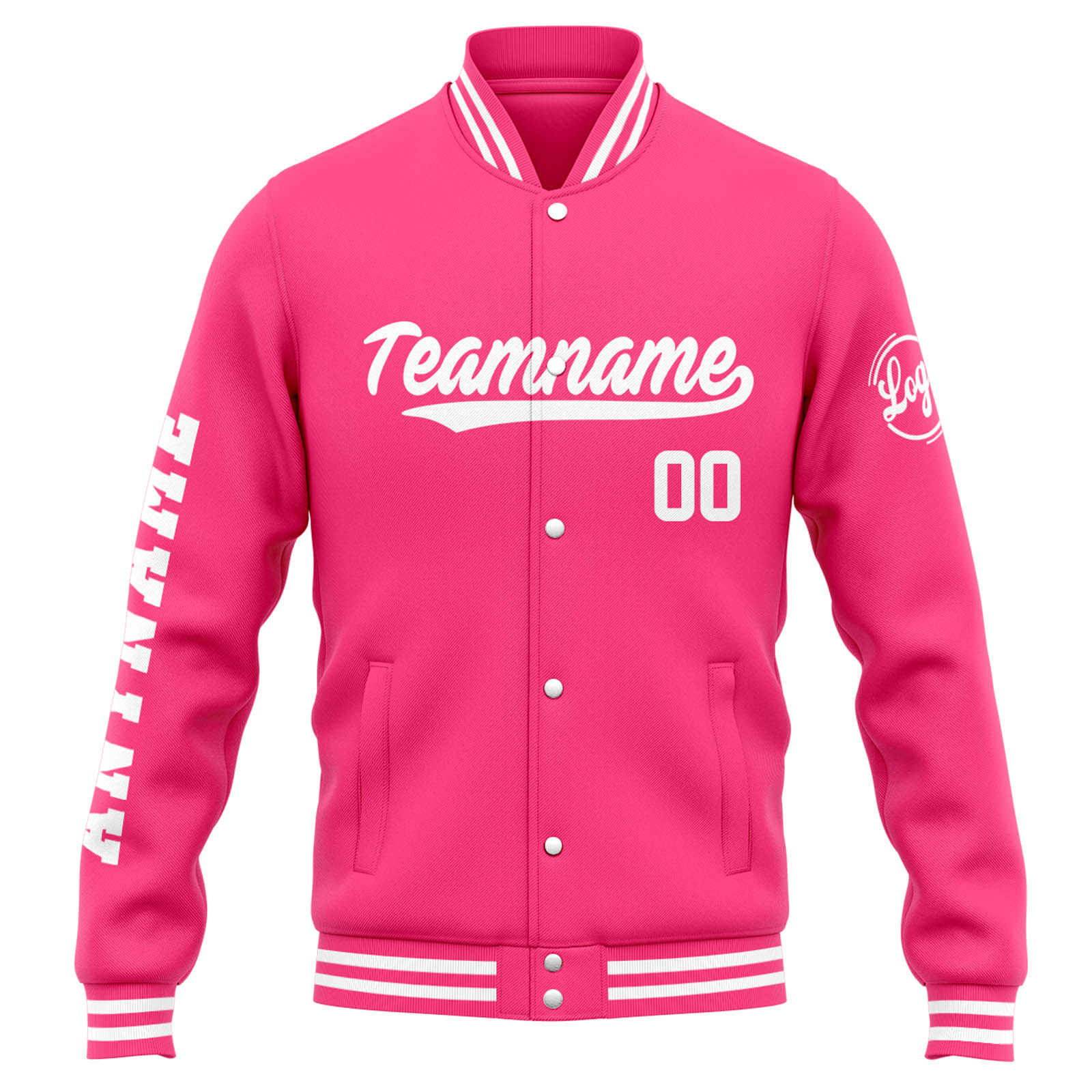 Custom Pink White Varsity Jacket for Men Women and Youth with Personalized Letterman Jacket 