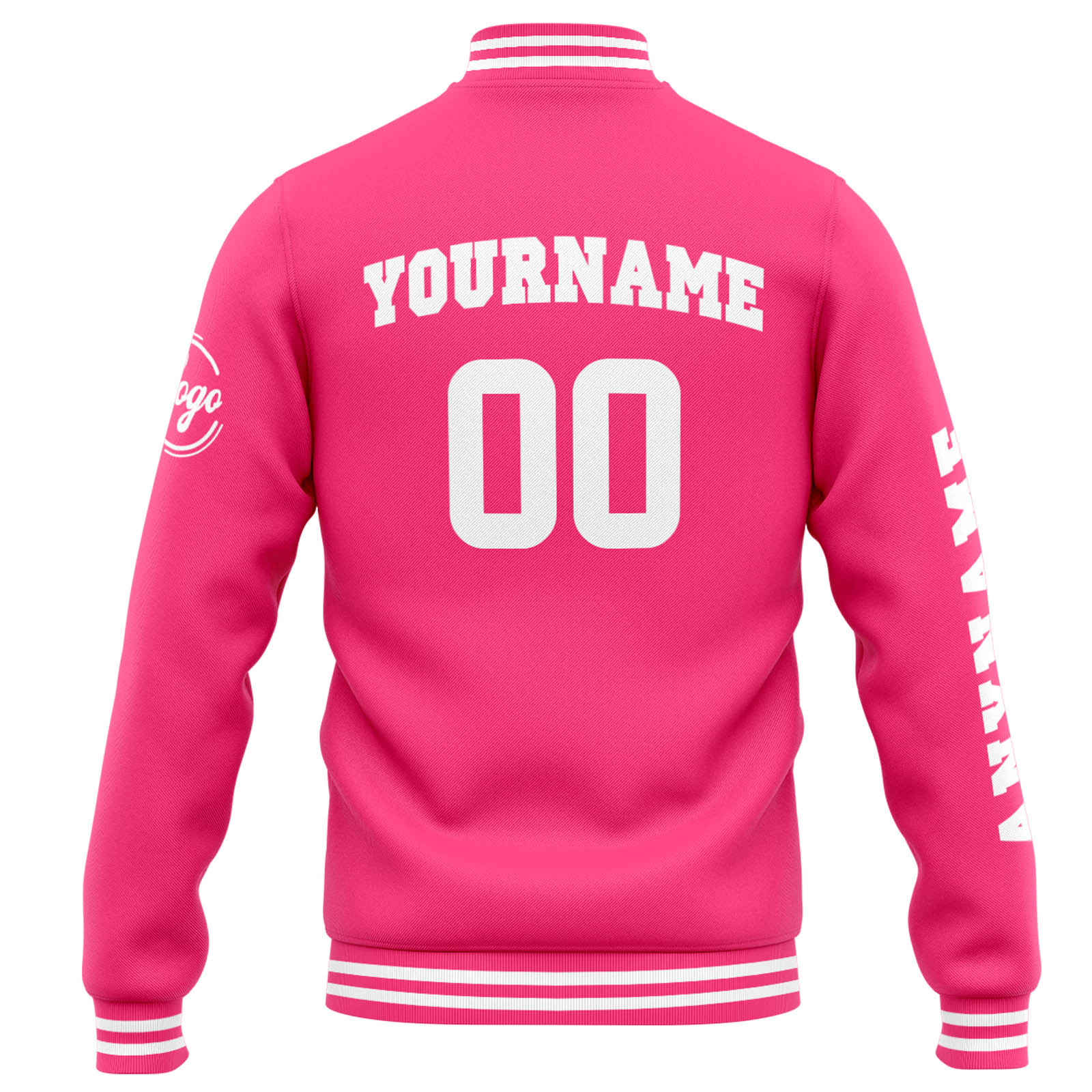 Custom Pink White Varsity Jacket for Men Women and Youth with Personalized Letterman Jacket 