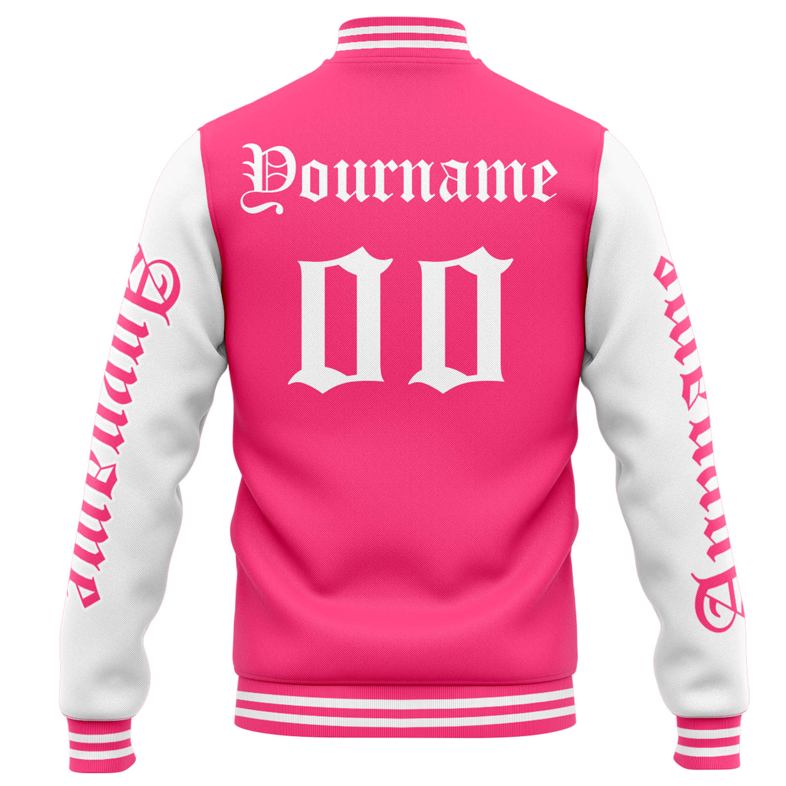 Custom Pink White Varsity Jacket for Men Women and Youth with Personalized Letterman Jacket 