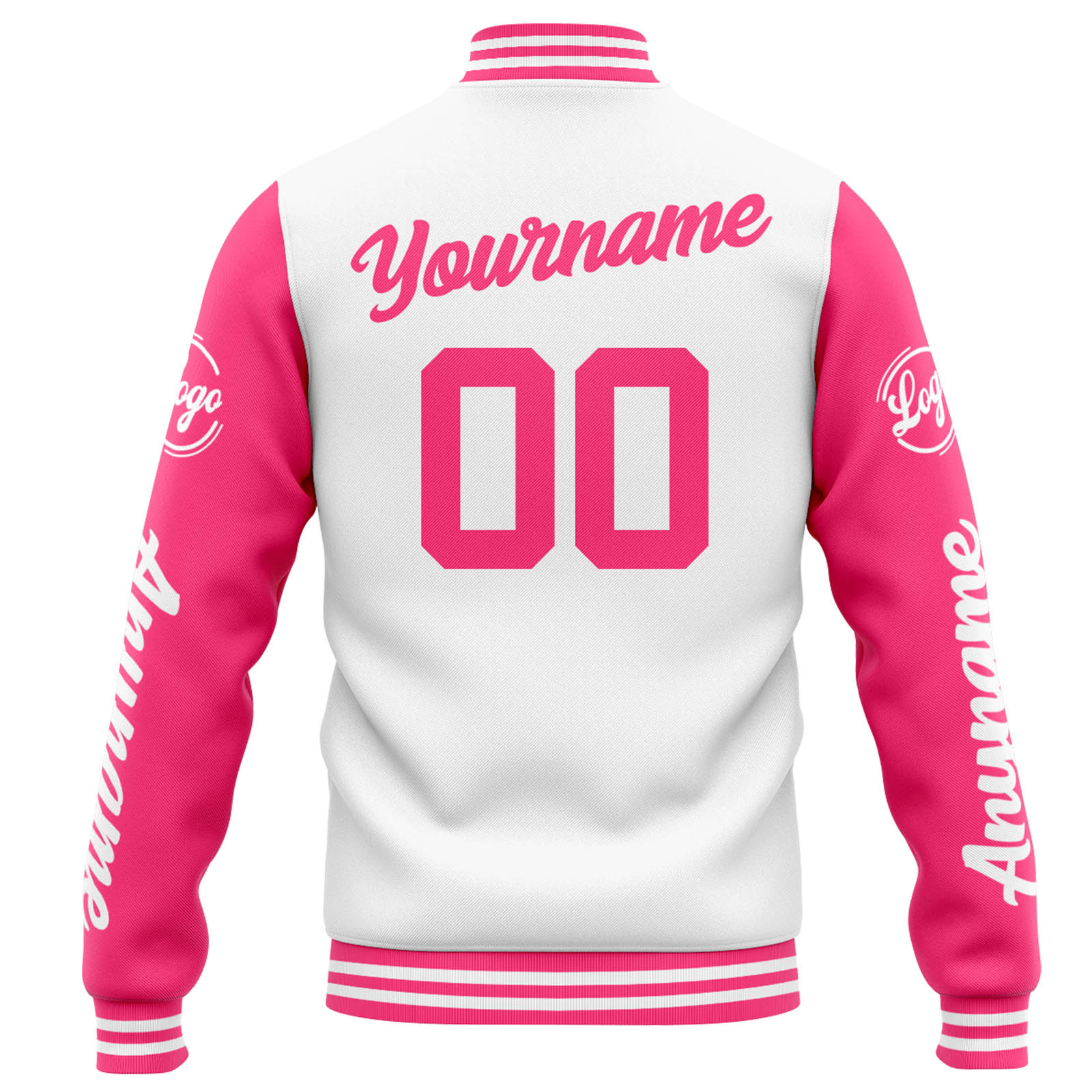 Custom White Pink Varsity Jacket for Men Women and Youth with Personalized Letterman Jacket 
