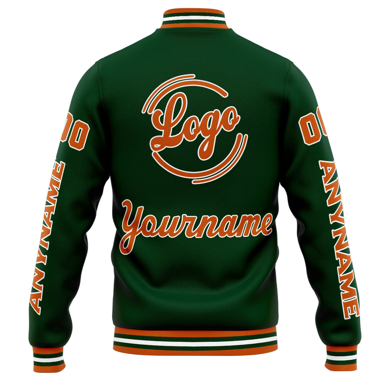 Custom Drak Green Orange Varsity Jacket for Men Women and Youth with Personalized Letterman Jacket 