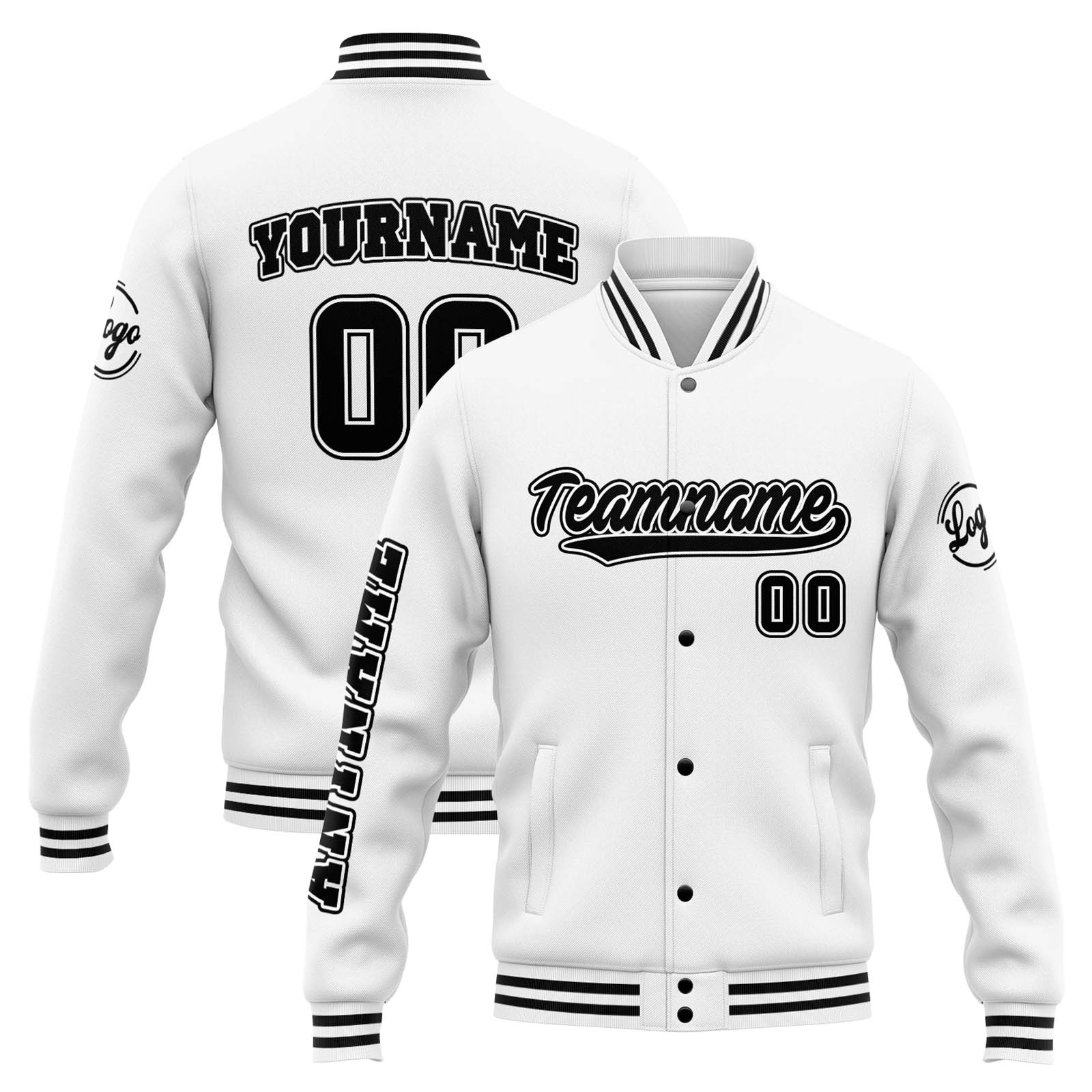 Custom White Black Varsity Jacket for Men Women and Youth with Personalized Letterman Jacket 