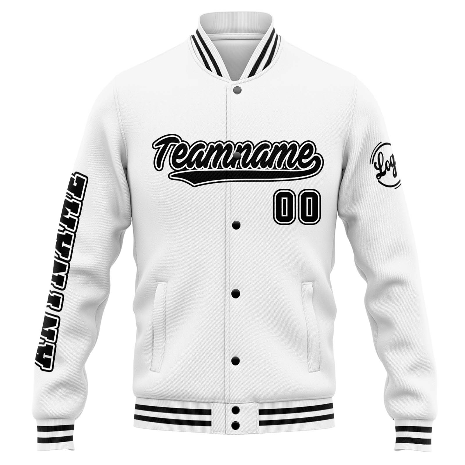 Custom White Black Varsity Jacket for Men Women and Youth with Personalized Letterman Jacket 